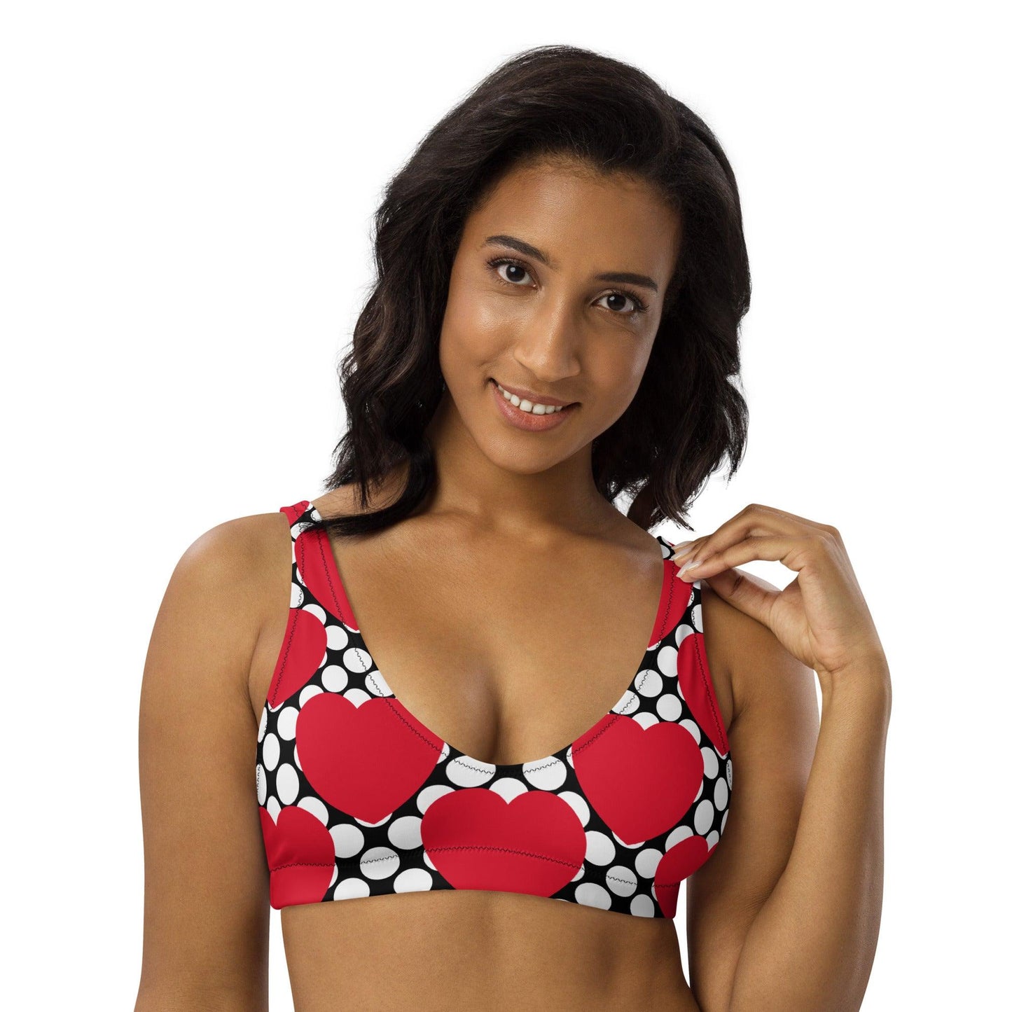 Bikini Top - ELLIE LOVE DOT red black - Bold Heart Print