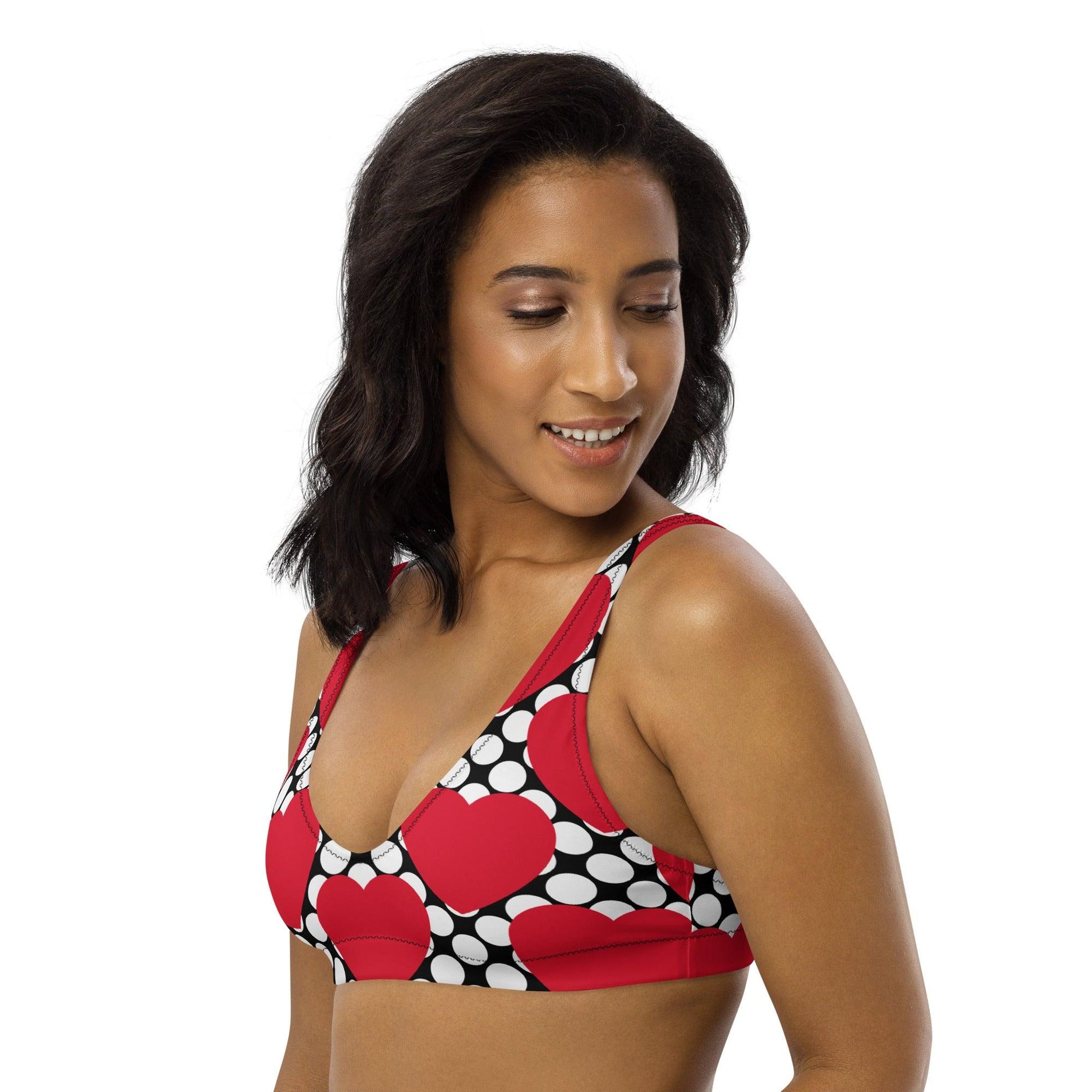 Bikini Top - ELLIE LOVE DOT red black - Bold Heart Print