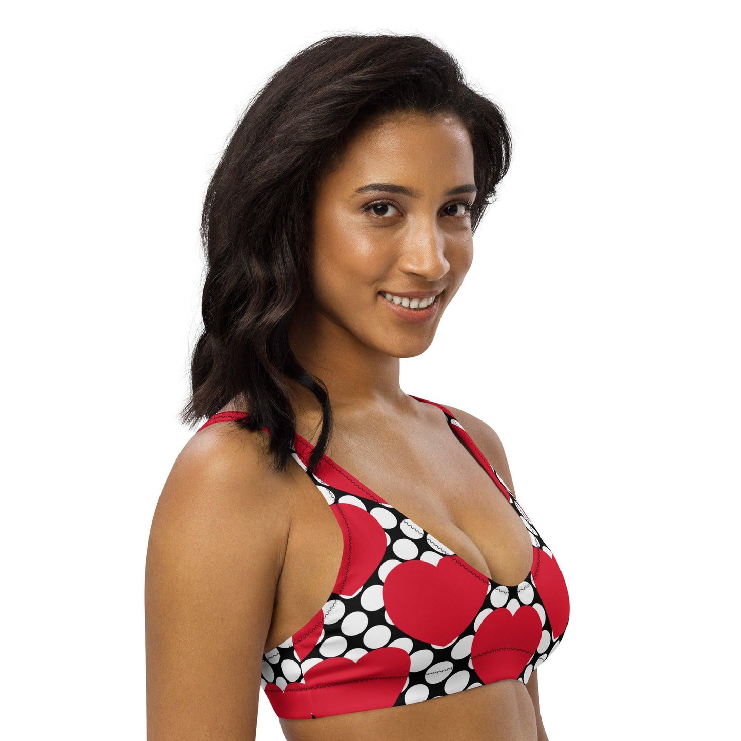 Bikini Top - ELLIE LOVE DOT red black - Bold Heart Print