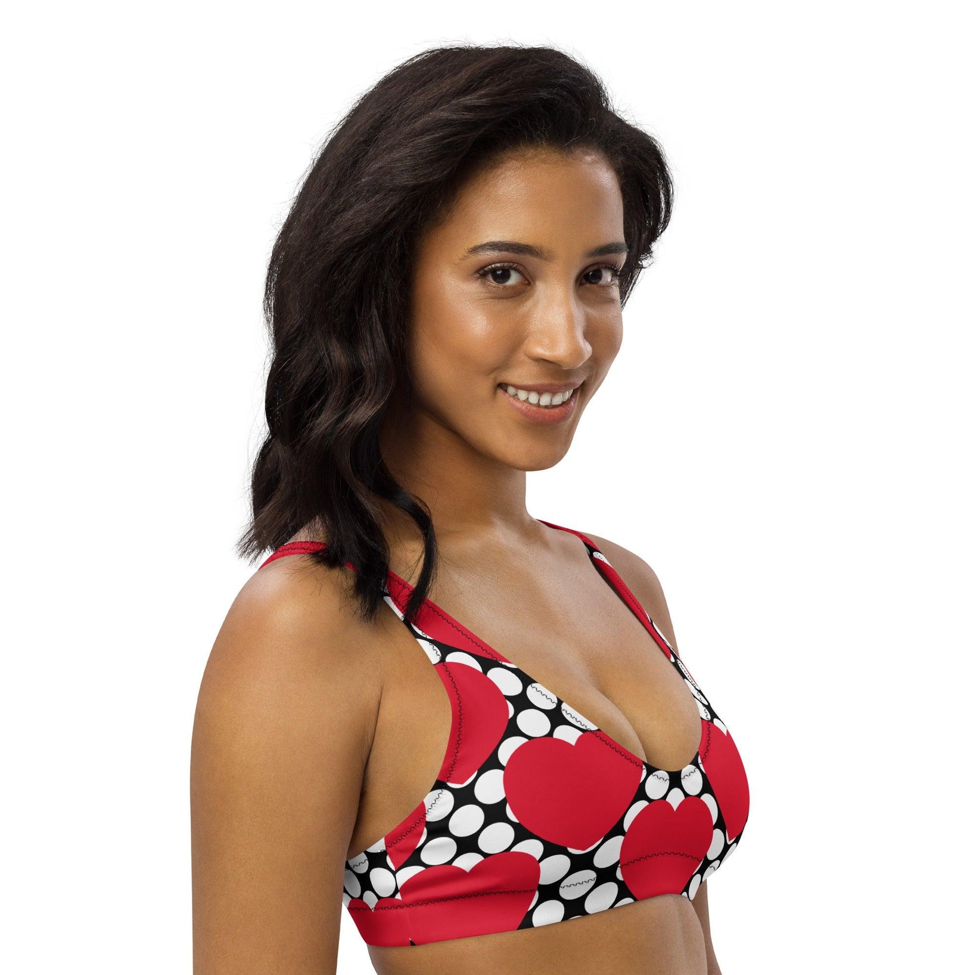 Bikini Top - ELLIE LOVE DOT red black - Bold Heart Print