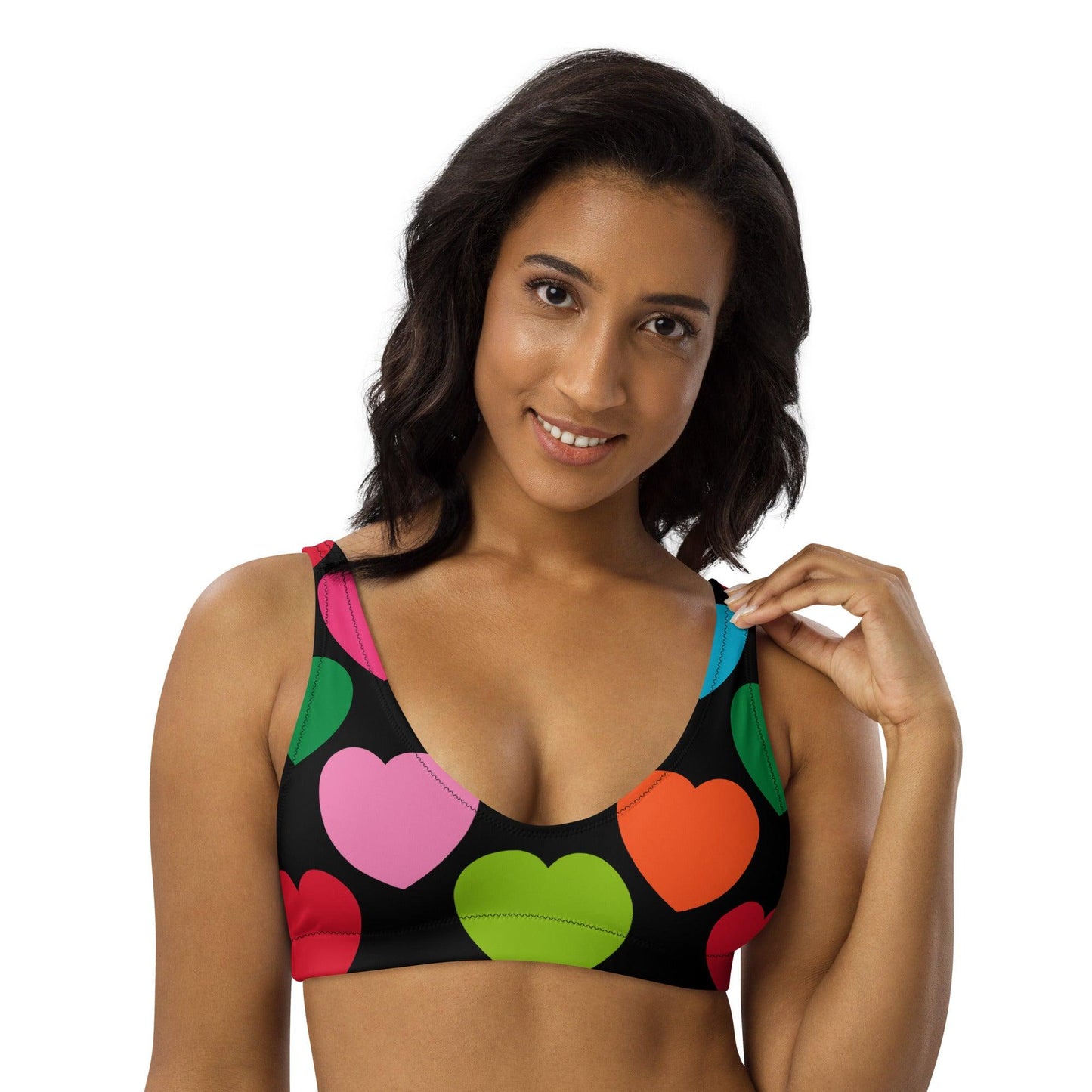 Bikini top - ELLIE LOVE mix black - Bold heart print 3XL