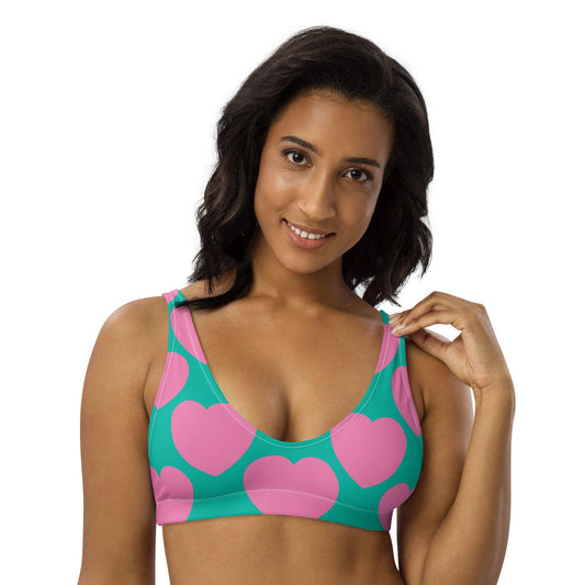Bikini Top - ELLIE LOVE pink mint - Bold Heart Print