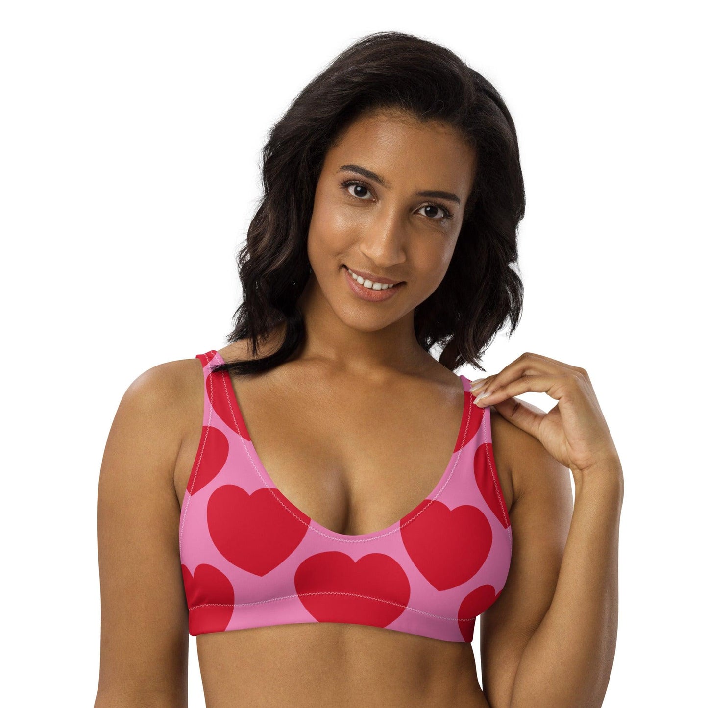 Bikini Top - ELLIE LOVE red - Bold Heart Print