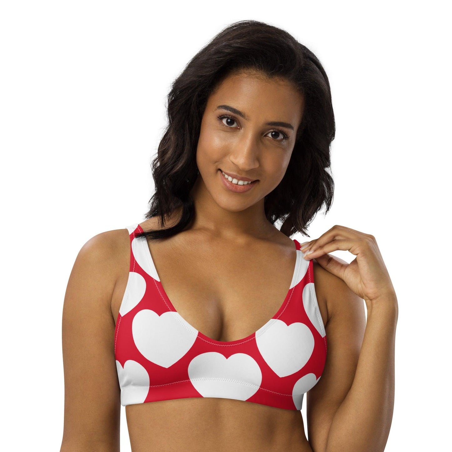 Bikini Top - ELLIE LOVE red white - Bold Heart Print