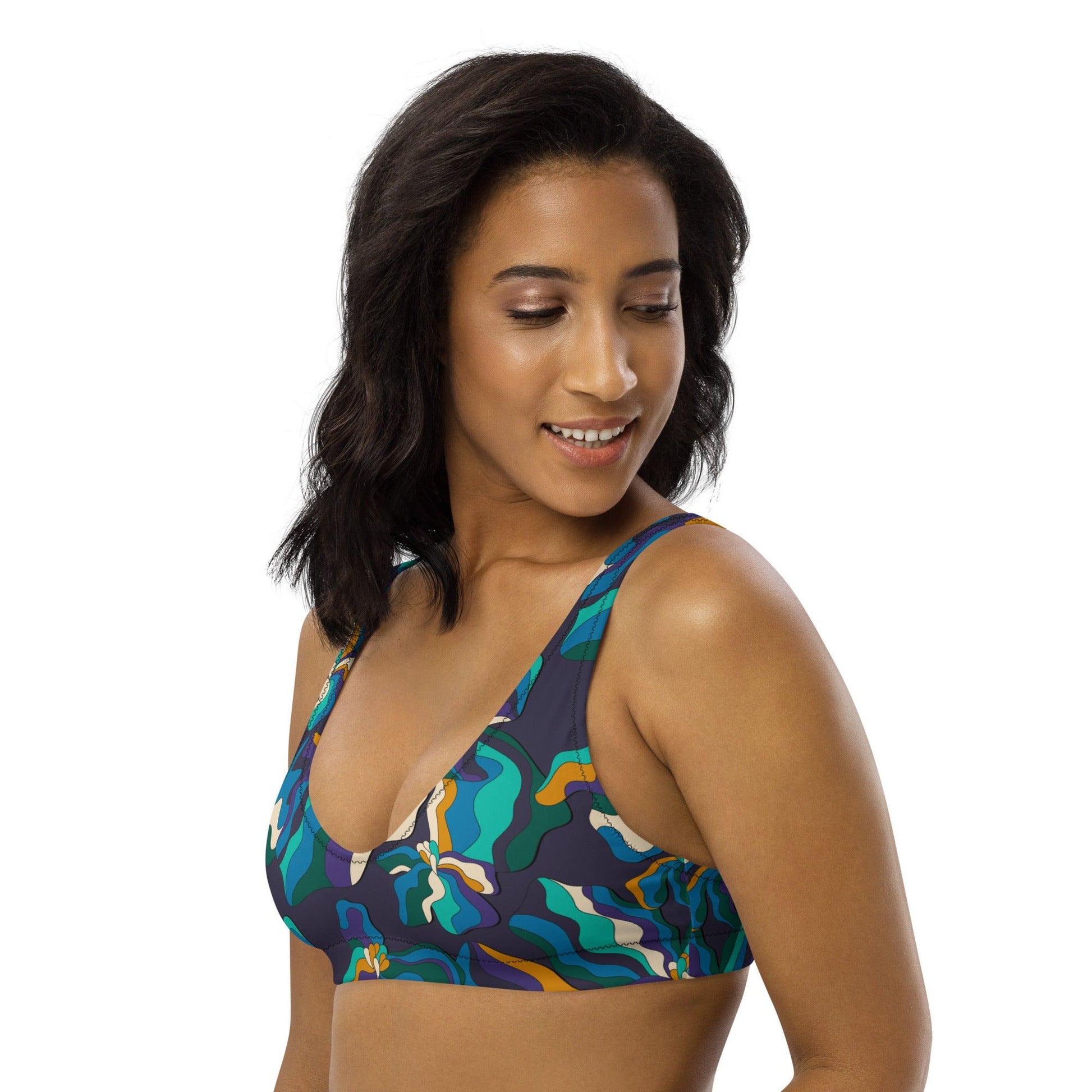Bikini top - SASSY IRIS purple - Bold iris flower print