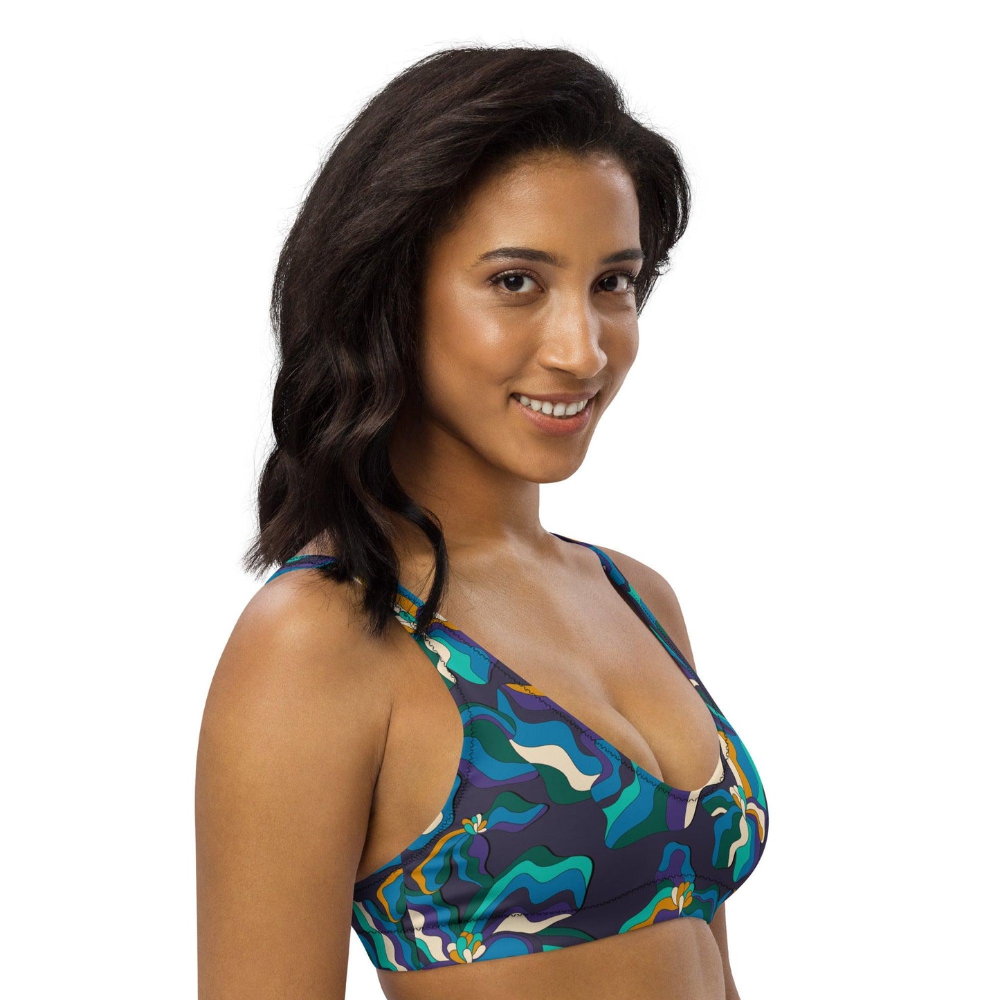 Bikini top - SASSY IRIS purple - Bold iris flower print