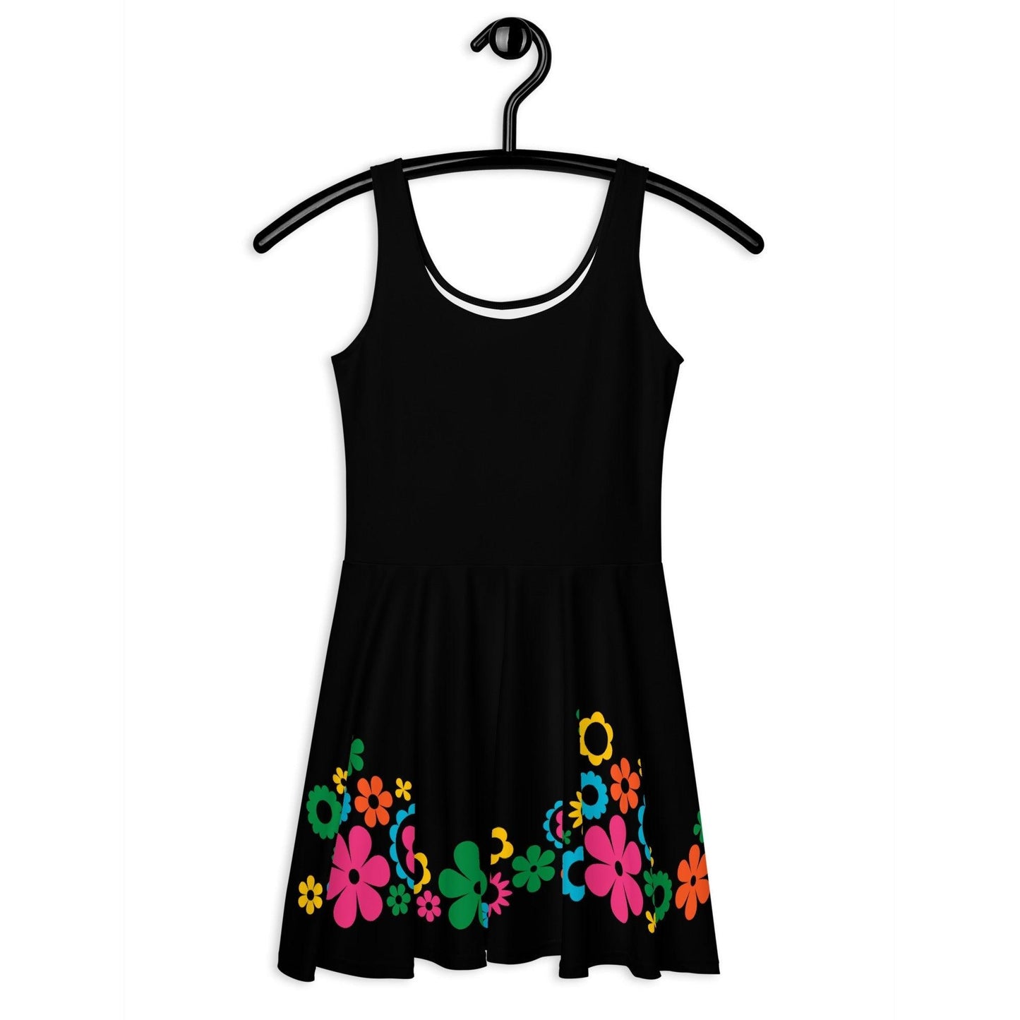 Skater Dress - BLACK with BLOOMPOP happy