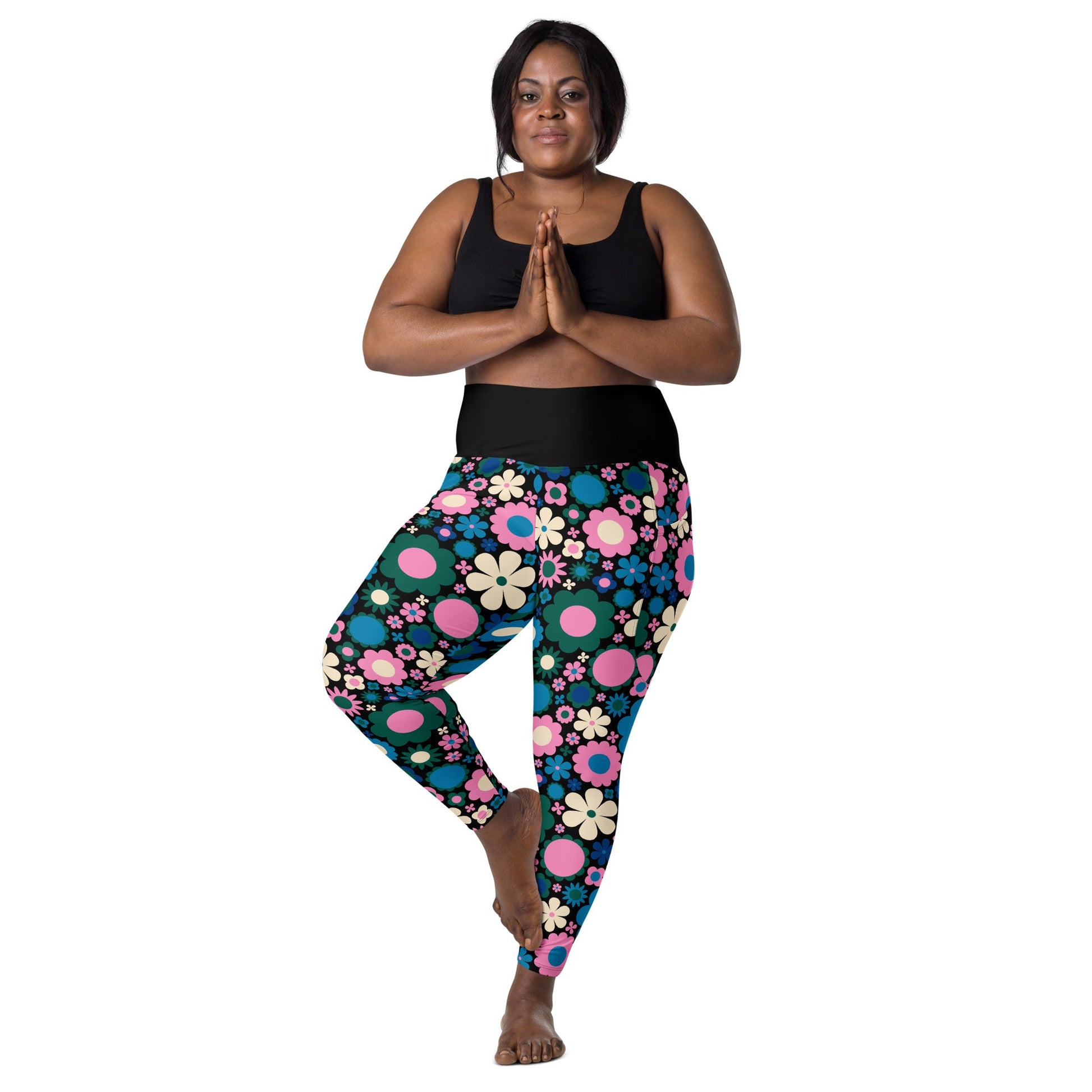 Leggings With Pockets - BLOOMPOP blue pink