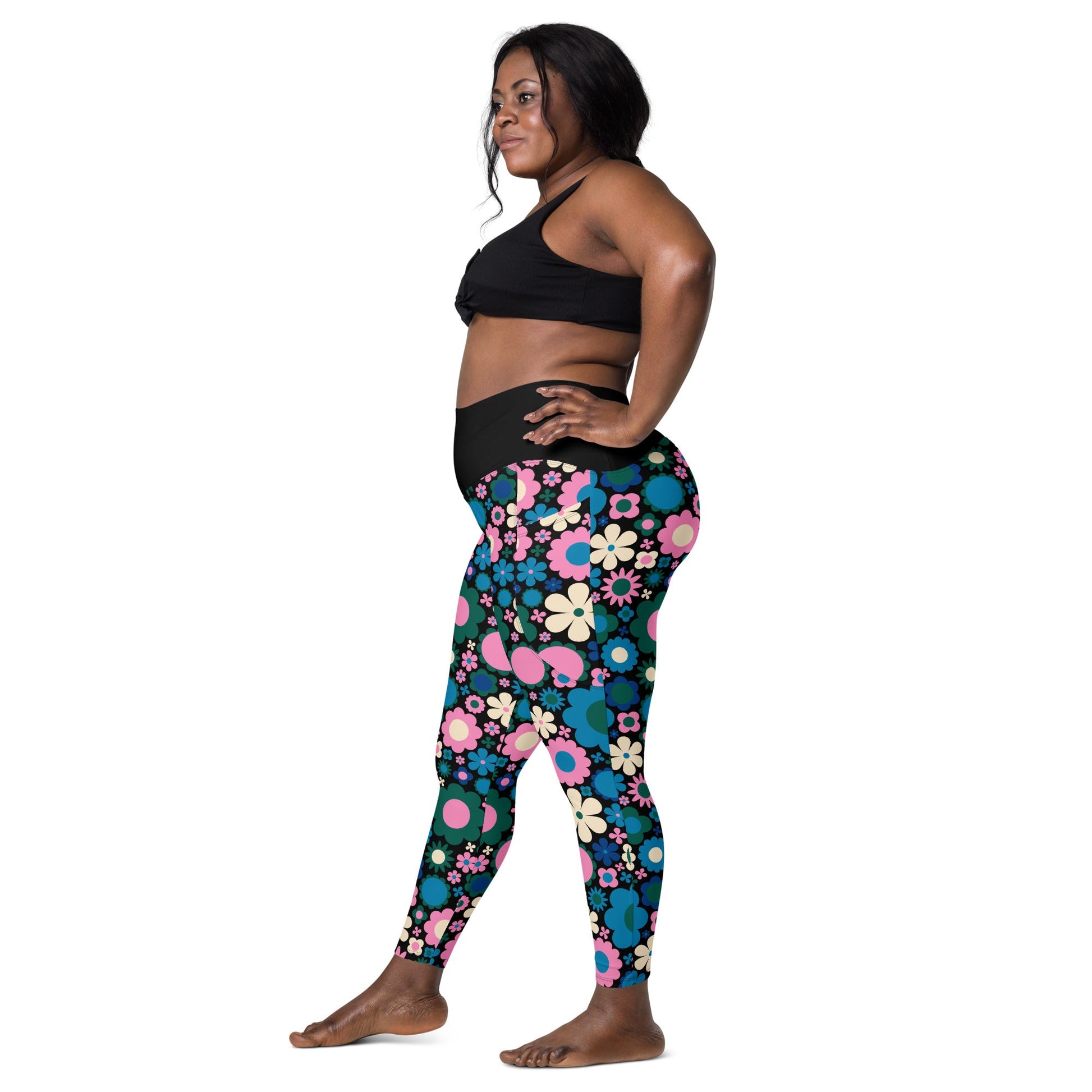 Leggings With Pockets - BLOOMPOP blue pink