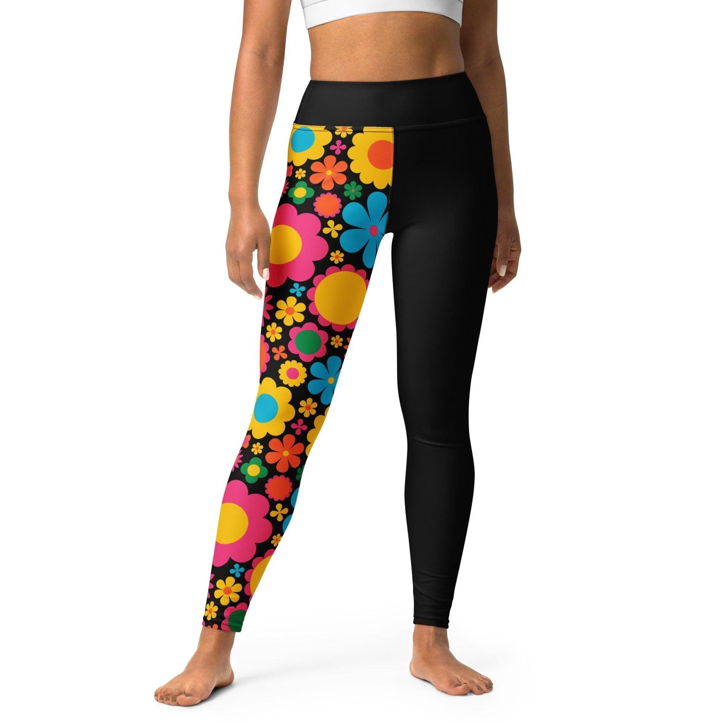 Yoga leggings - BLOOMPOP happy - Colorful bloom print XL