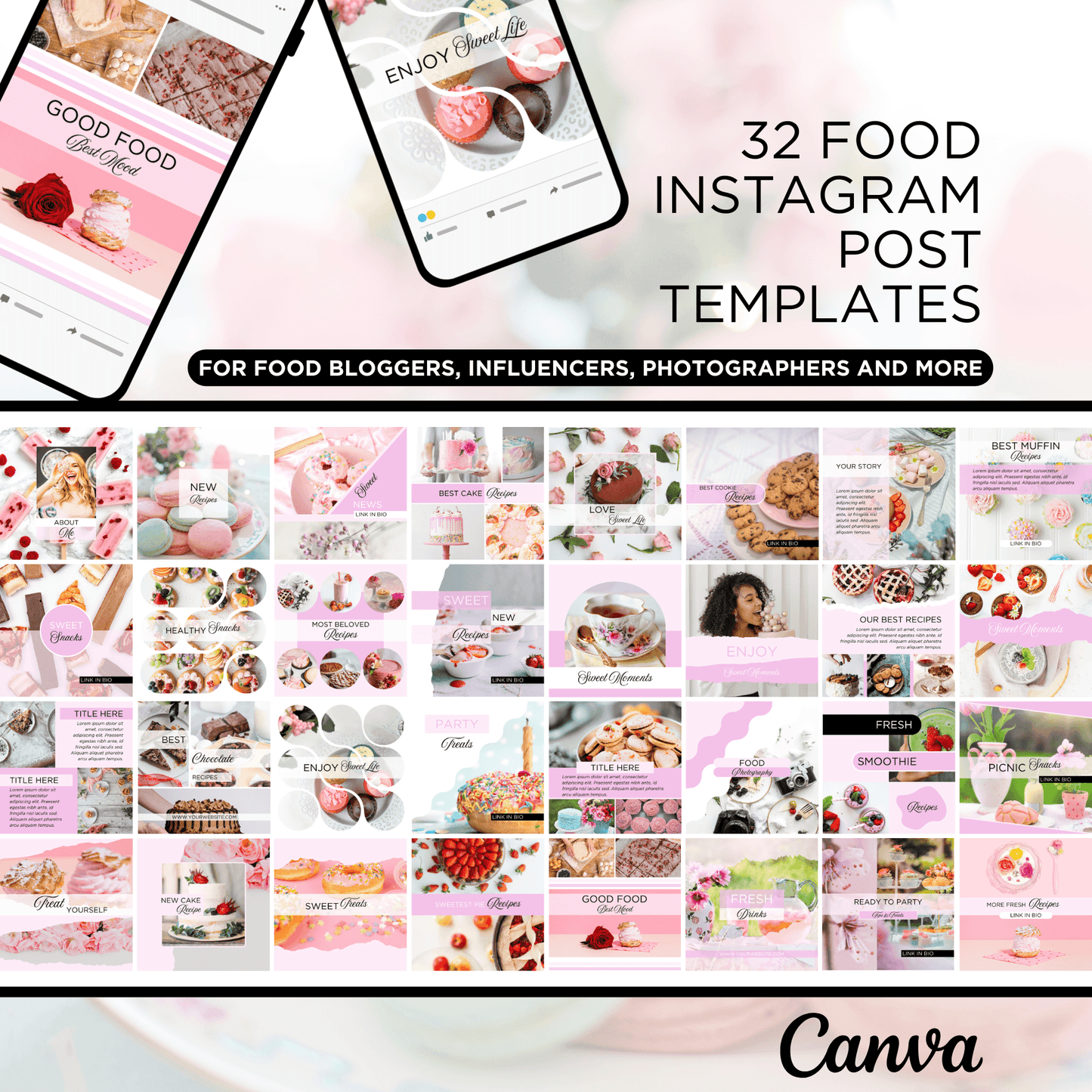 Canva Templates - Instagram Post Pink (food theme)