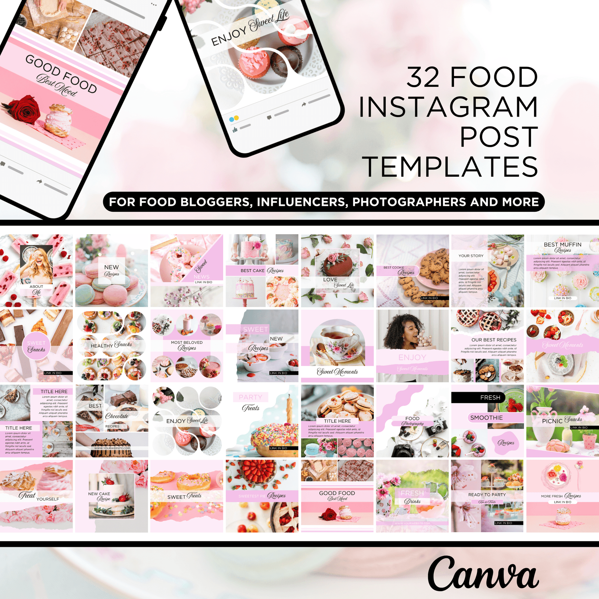 Canva Templates - Instagram Post Pink (food theme)