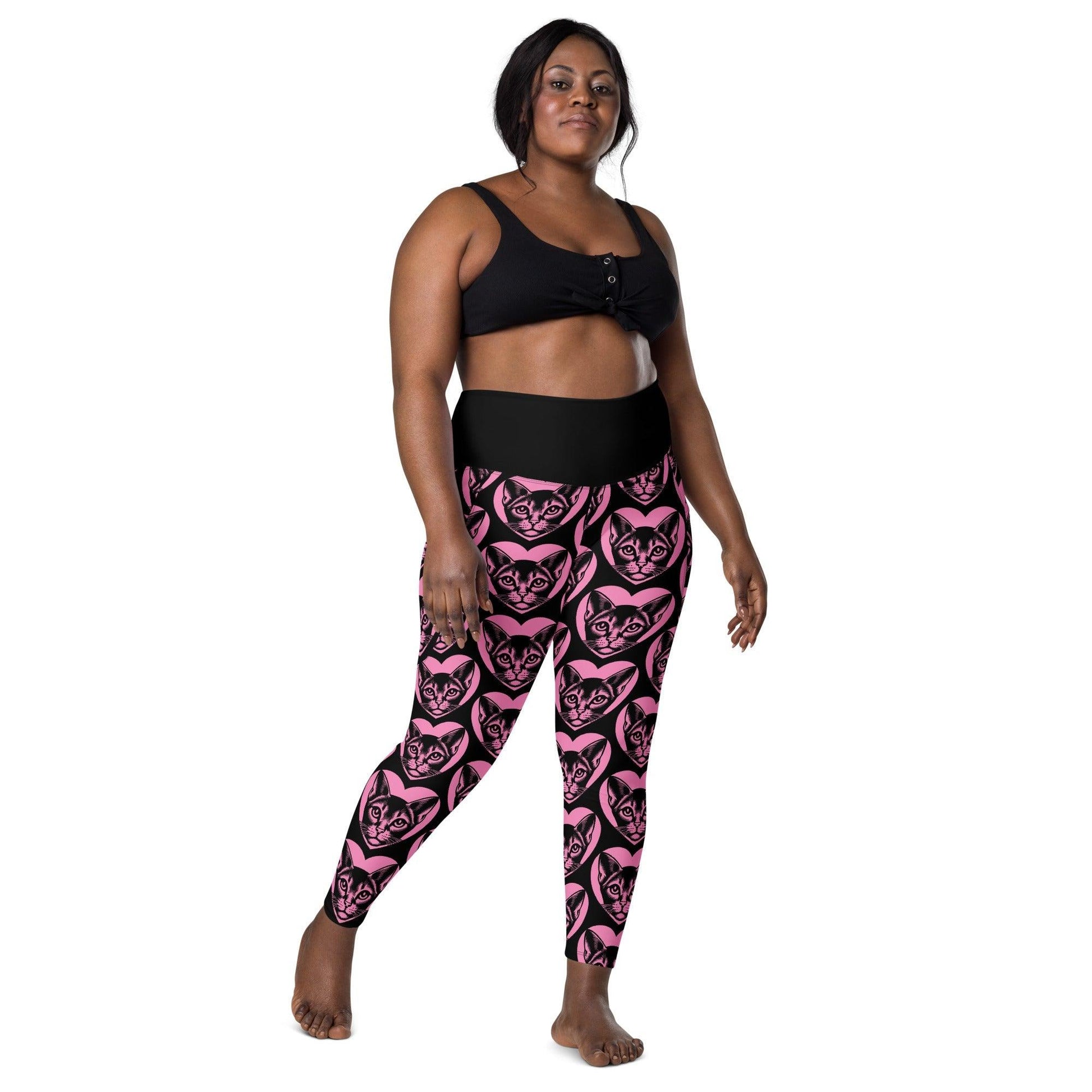 Cat breed leggings with pockets - ABYSSINIAN - HERTTAHOUND - pink