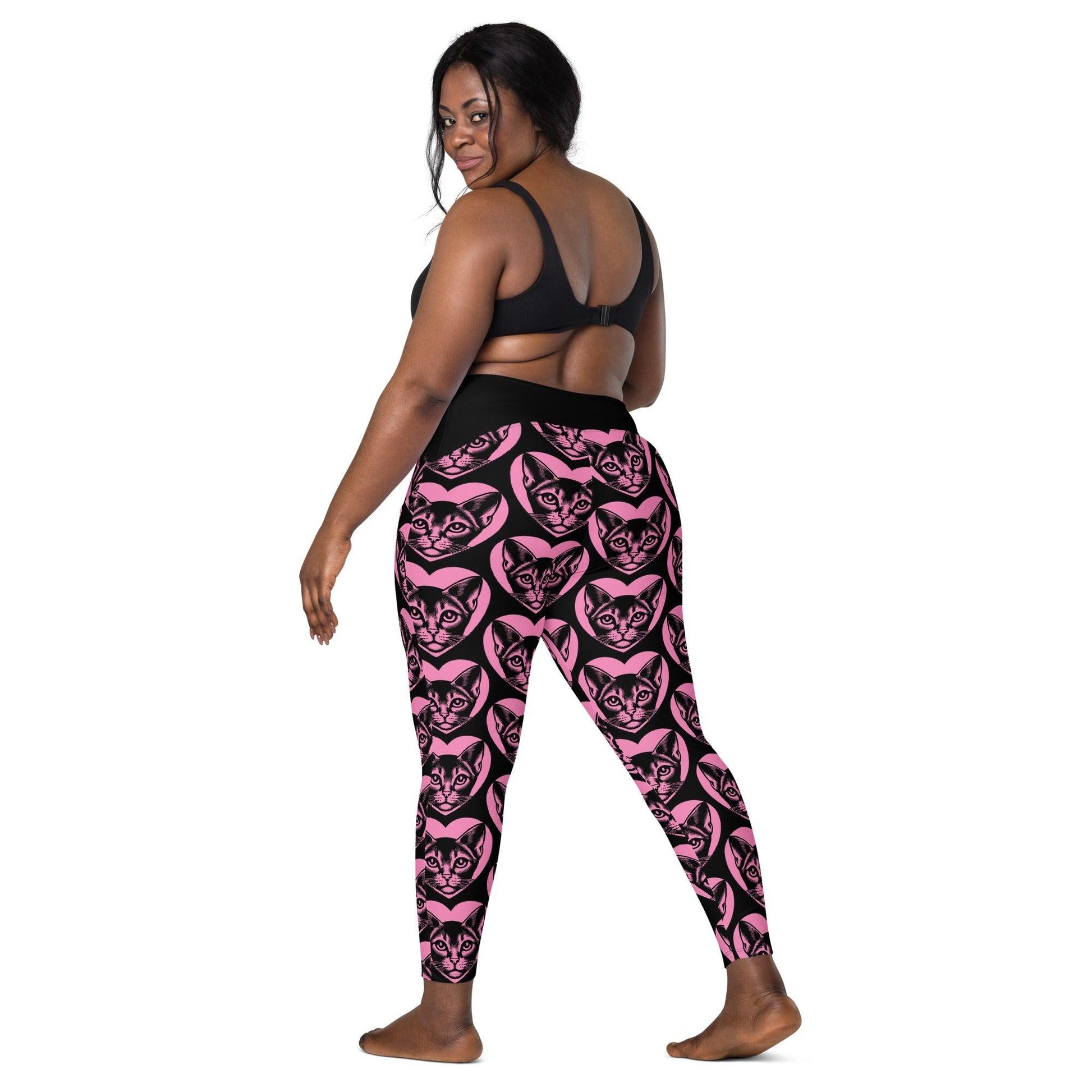 Cat breed leggings with pockets - ABYSSINIAN - HERTTAHOUND - pink