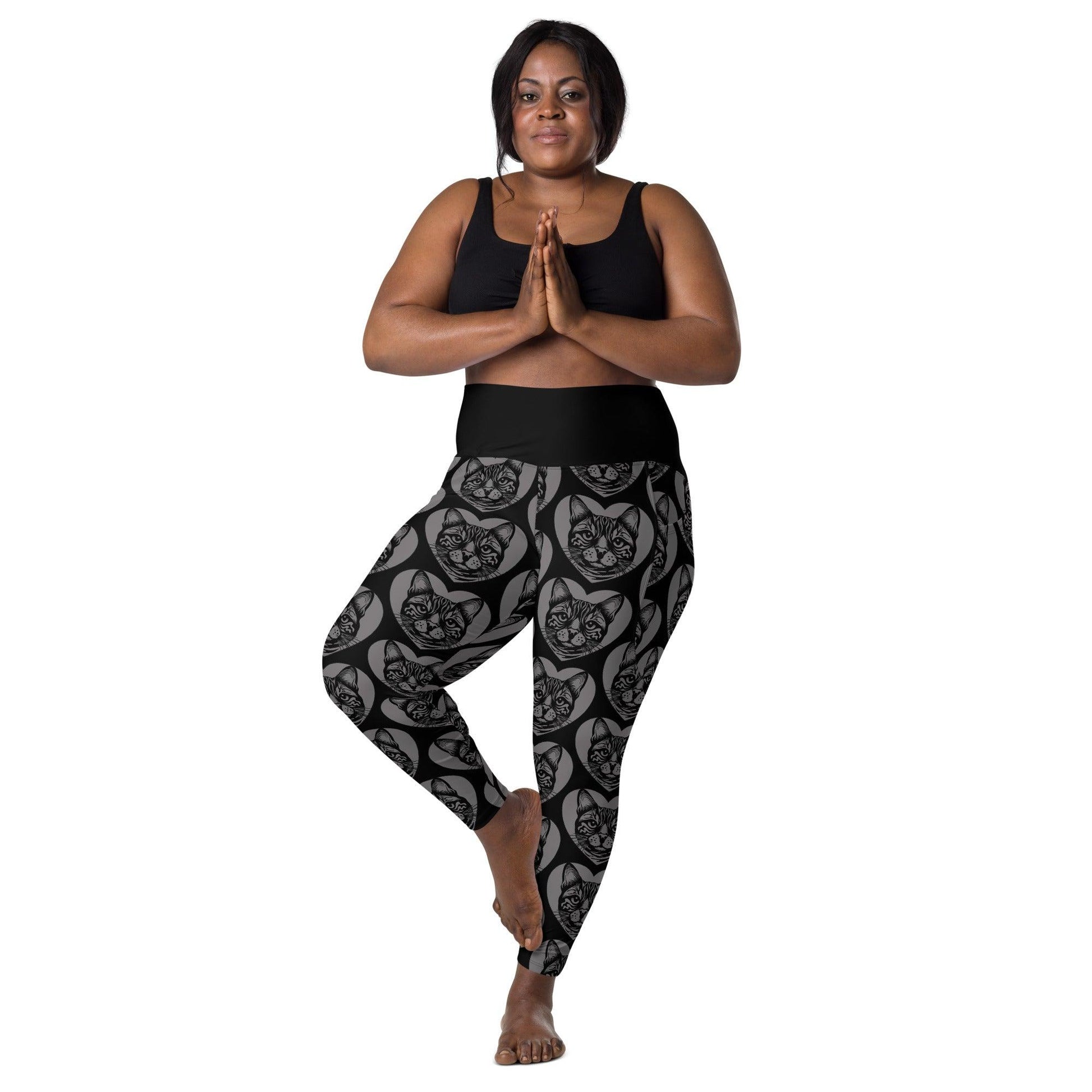 Cat breed leggings with pockets - BENGAL - HERTTAHOUND - grey