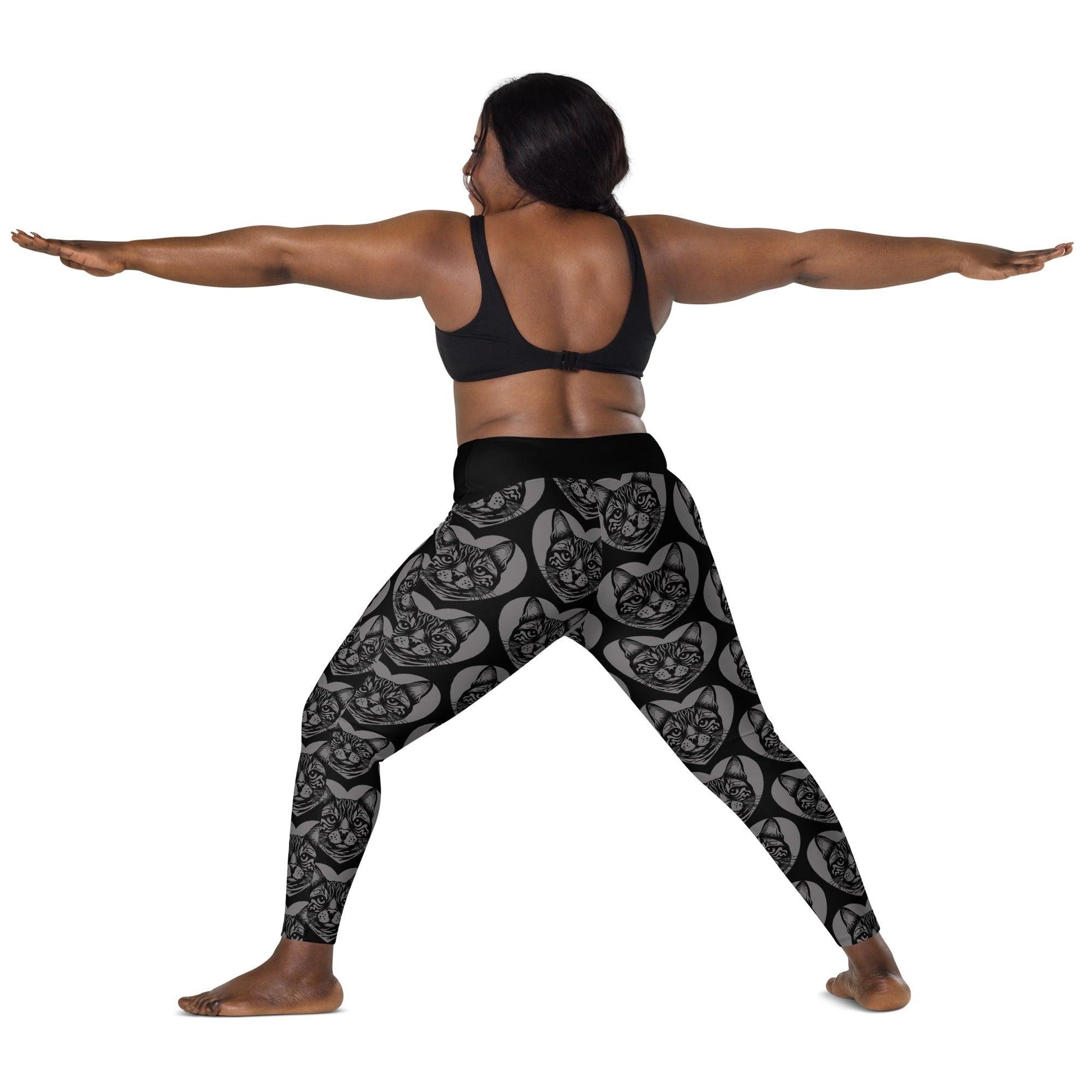 Cat breed leggings with pockets - BENGAL - HERTTAHOUND - grey