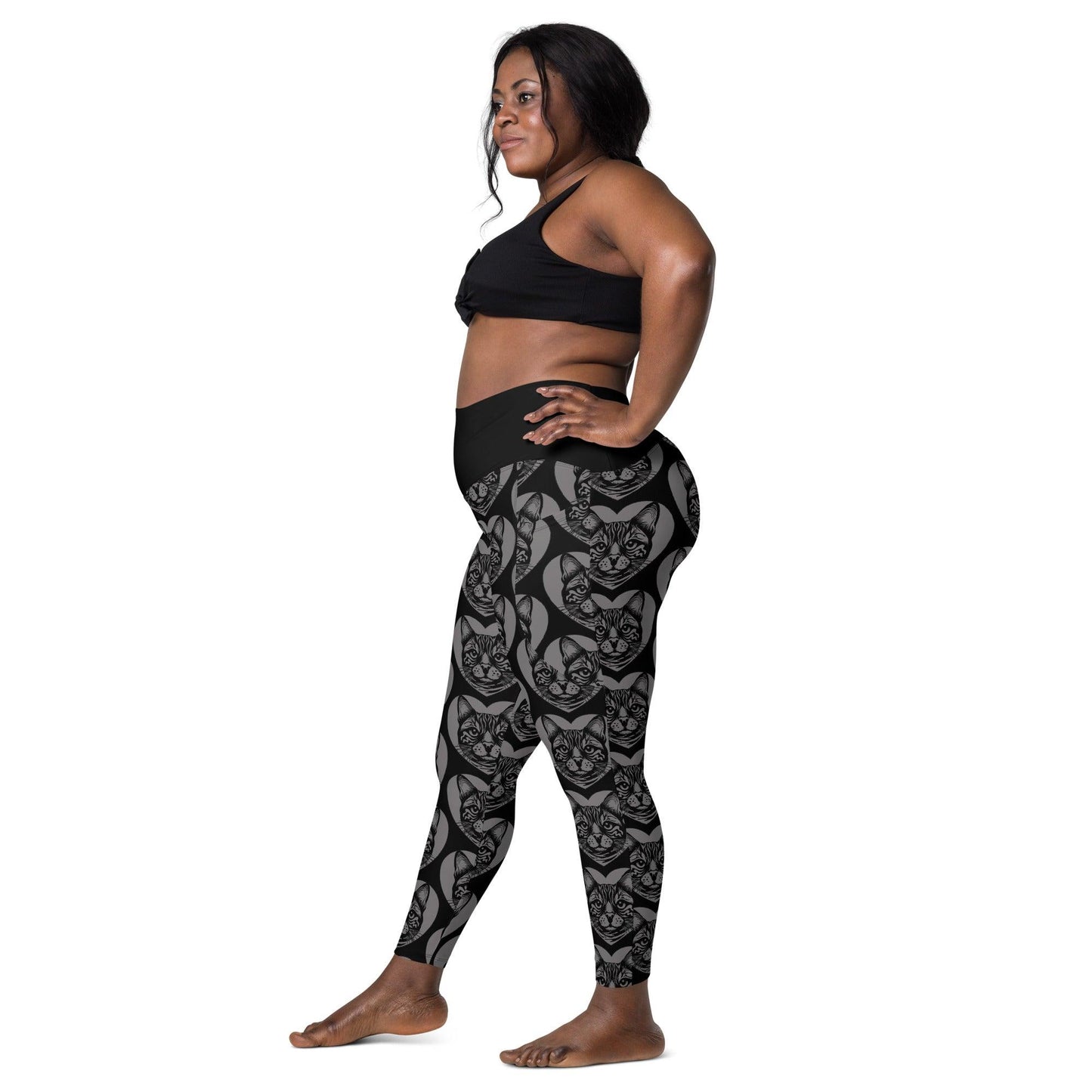 Cat breed leggings with pockets - BENGAL - HERTTAHOUND - grey