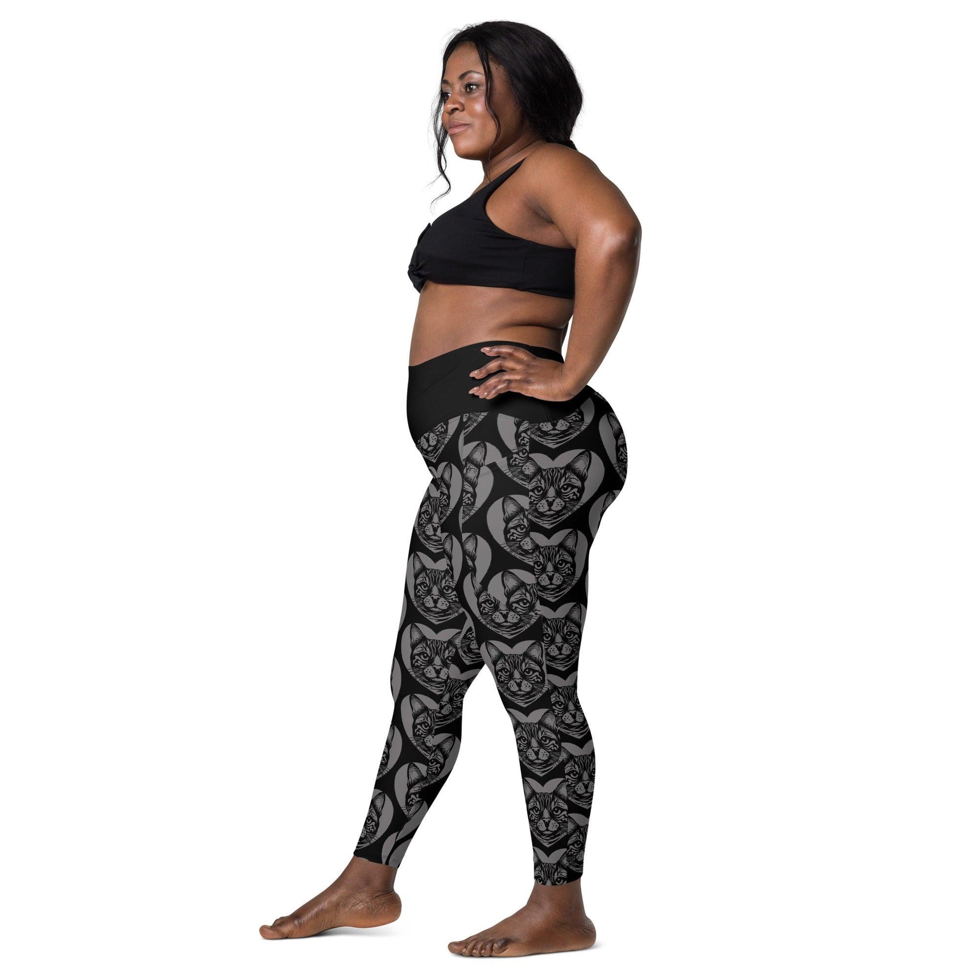 Cat breed leggings with pockets - BENGAL - HERTTAHOUND - grey