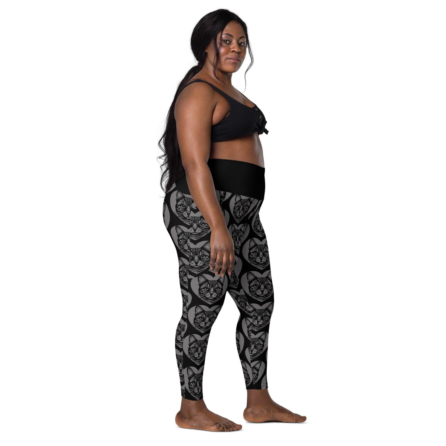 Cat breed leggings with pockets - BENGAL - HERTTAHOUND - grey