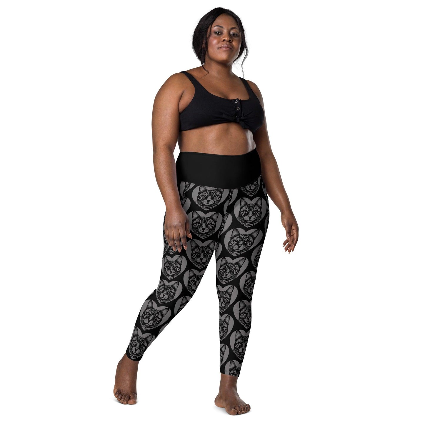 Cat breed leggings with pockets - BENGAL - HERTTAHOUND - grey