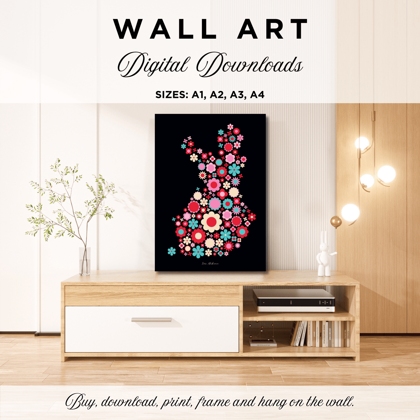 DIGITAL WALL ART - BLOOMPOP red - Colorful bloom print
