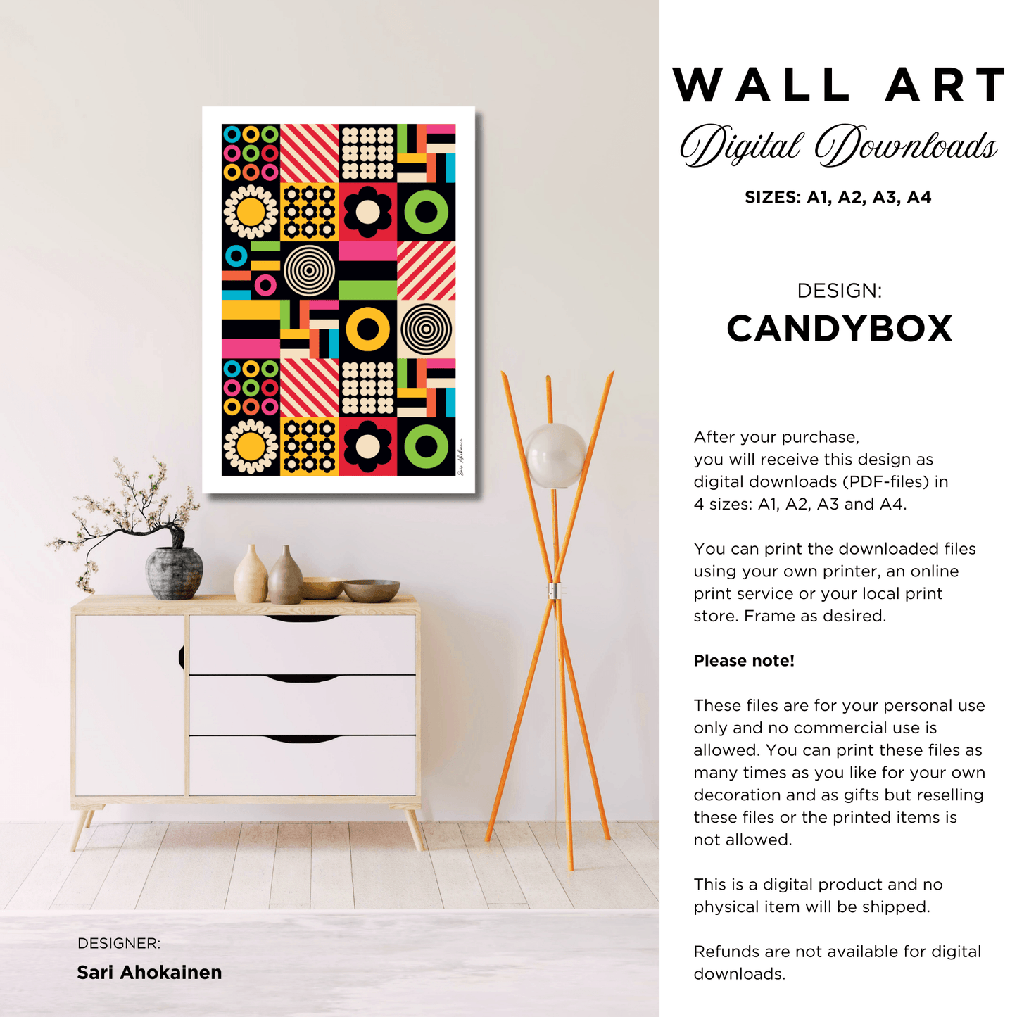 DIGITAL WALL ART - CANDYBOX - Bold candy shapes print