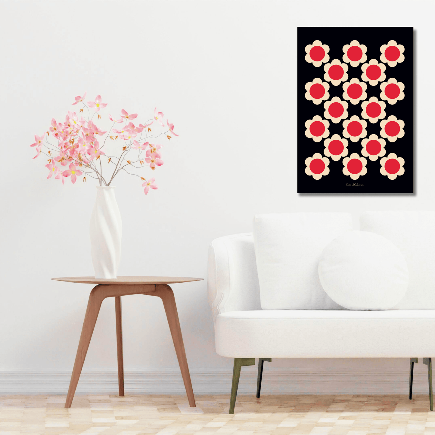 DIGITAL WALL ART - ELLIE red black - Classic floral print