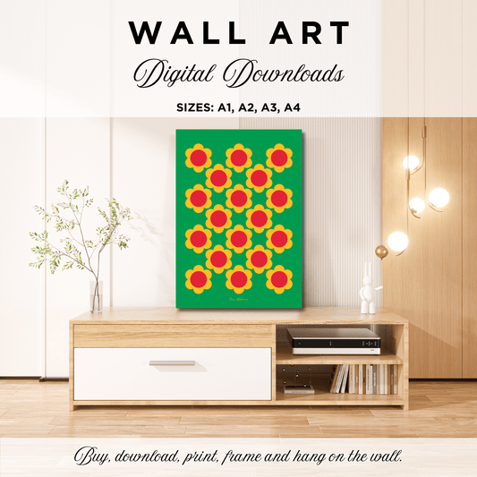 DIGITAL WALL ART - ELLIE red green - Classic floral print