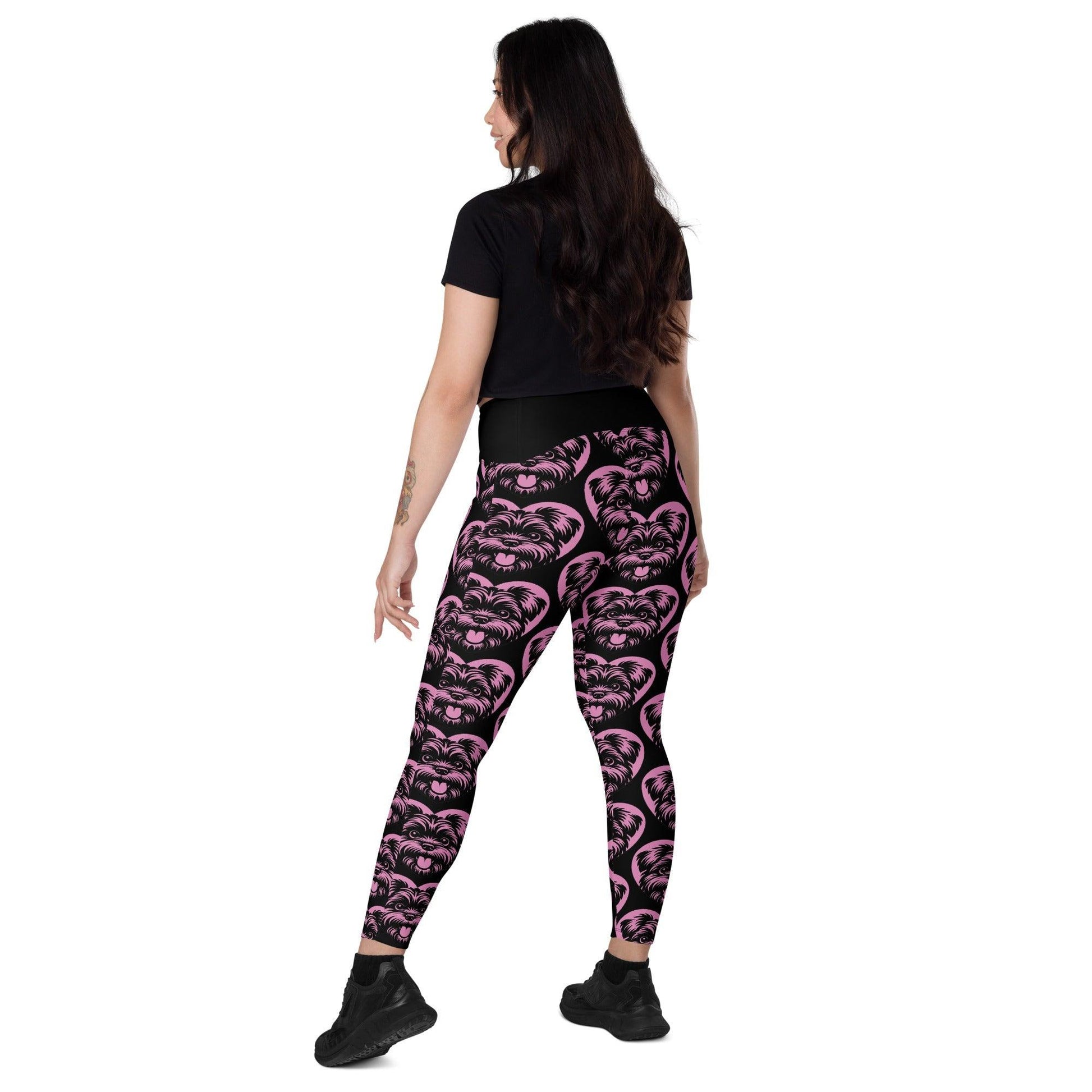 DOG BREED LEGGINGS with pockets - AFFENPINSCHER - HERTTAHOUND - pink