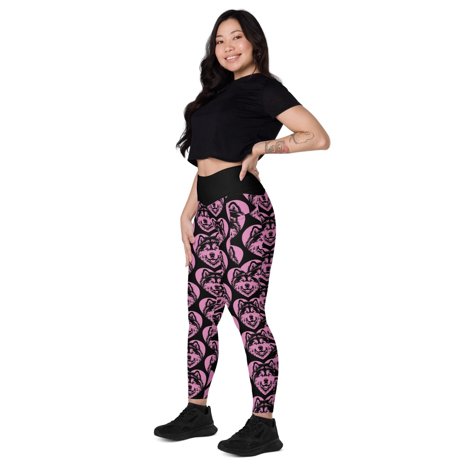 DOG BREED LEGGINGS with pockets - ALASKAN MALAMUTE - HERTTAHOUND - pink