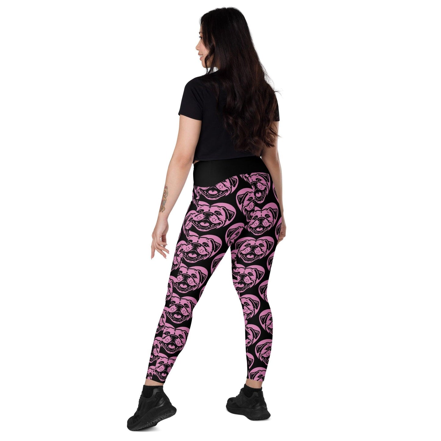 DOG BREED LEGGINGS with pockets - AMERICAN BULLDOG - HERTTAHOUND - pink