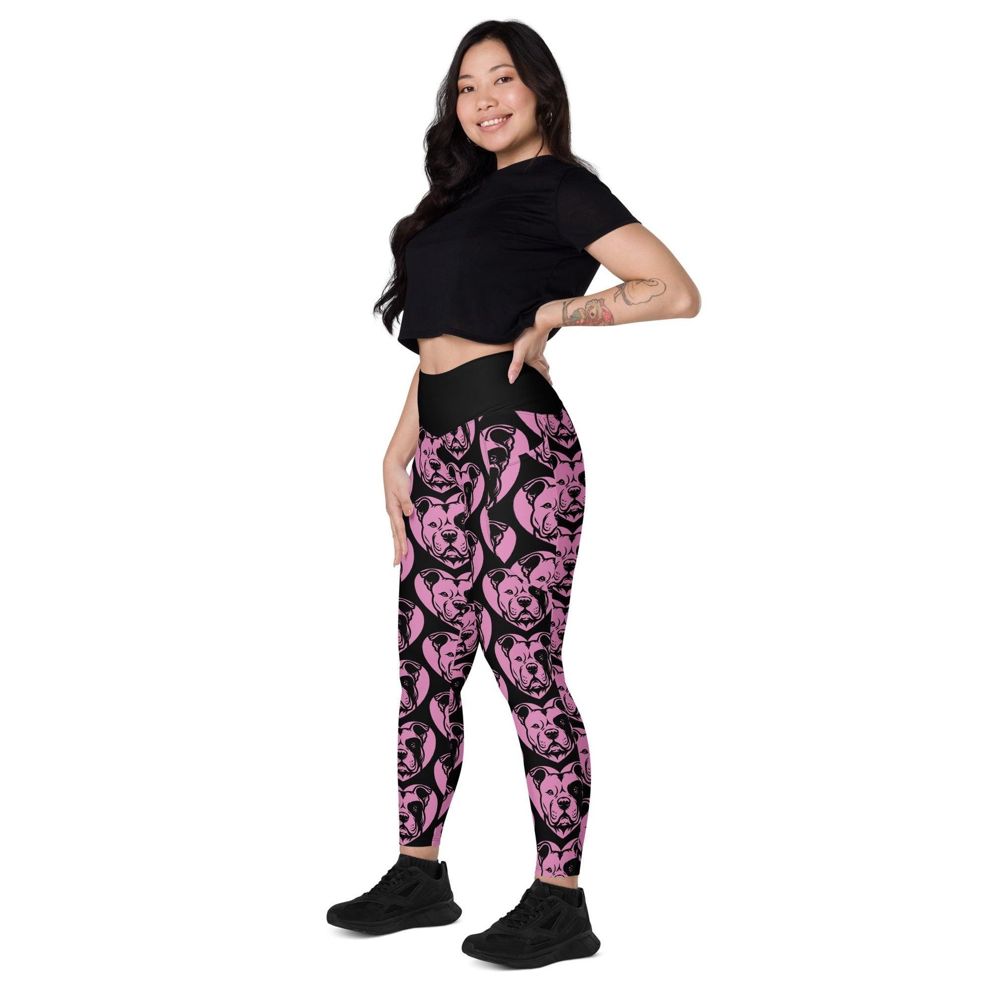 DOG BREED LEGGINGS with pockets - AMERICAN BULLY - HERTTAHOUND - pink