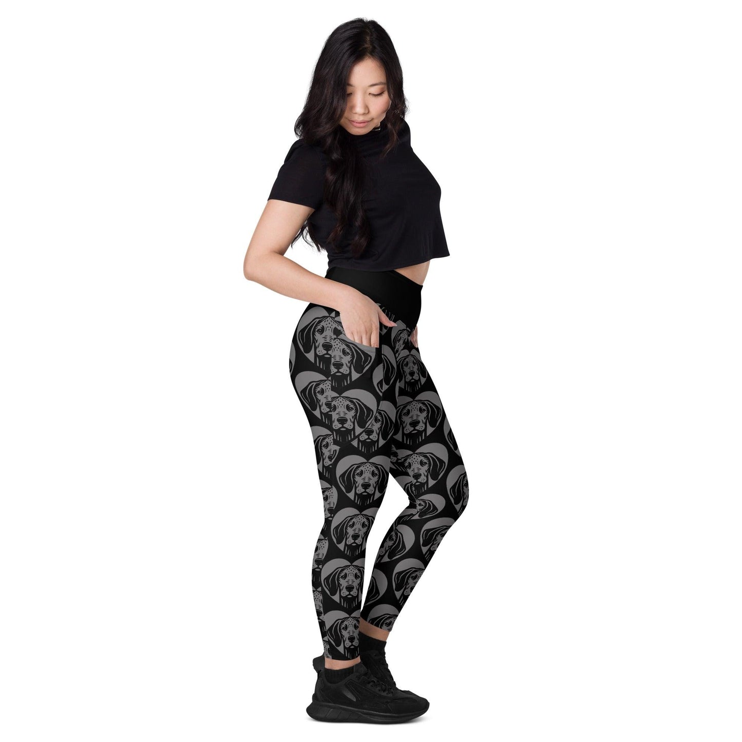 DOG BREED LEGGINGS with pockets - AMERICAN LEOPARD HOUND - HERTTAHOUND - grey