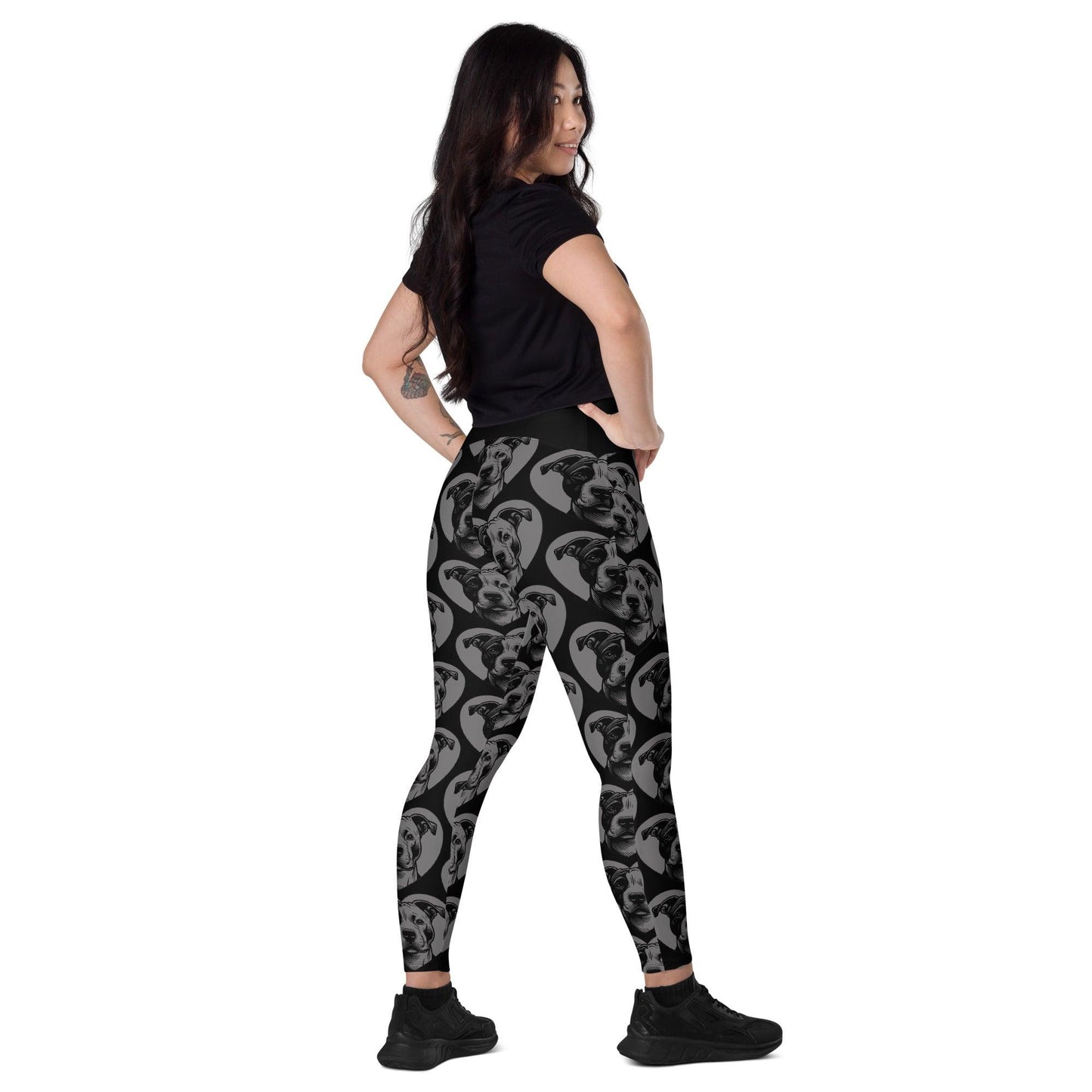 DOG BREED LEGGINGS with pockets - AMERICAN STAFFORDSHIRE TERRIER - HERTTAHOUND - grey