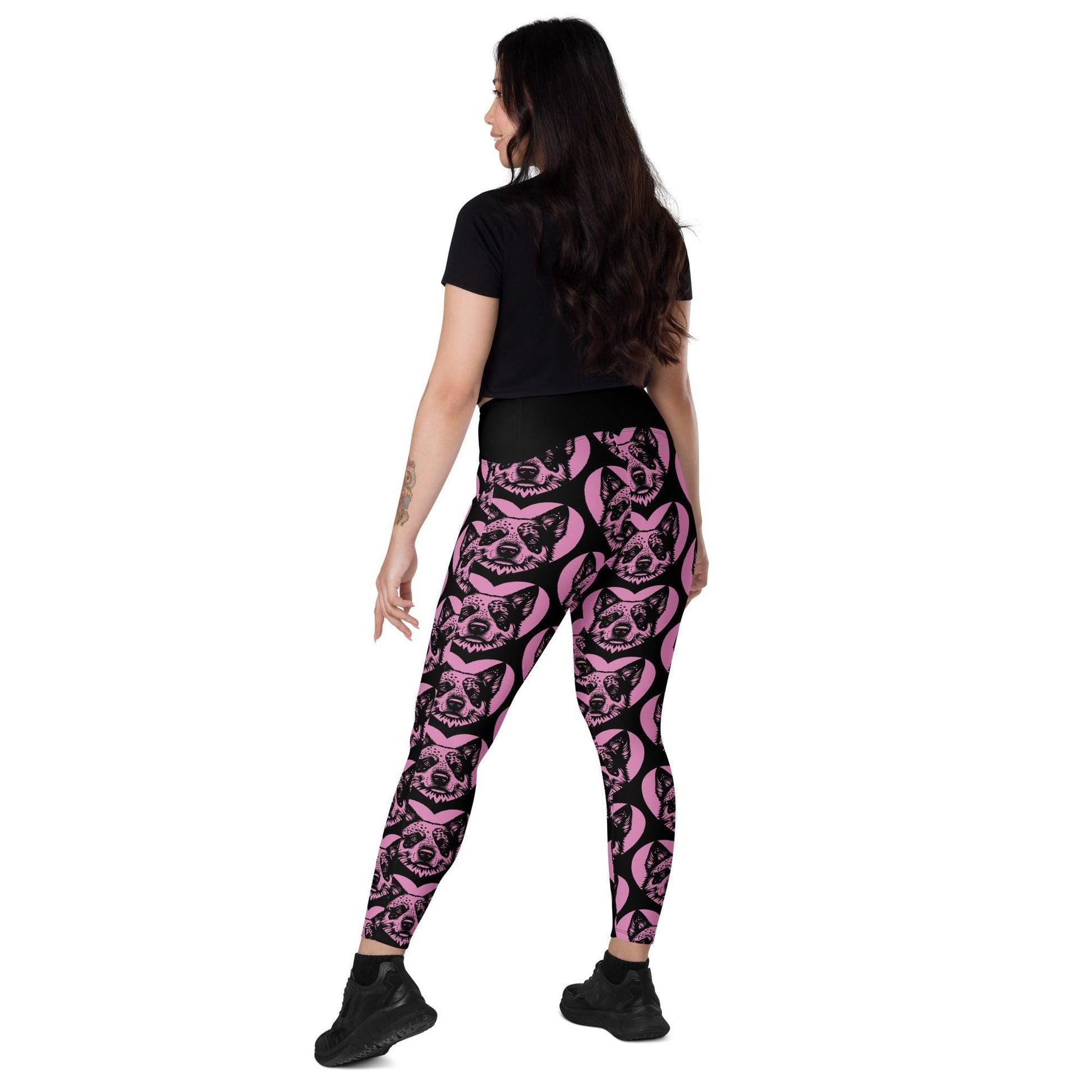 Dog breed leggings with pockets - AUSTRALIAN CATTLE DOG - HERTTAHOUND - pink