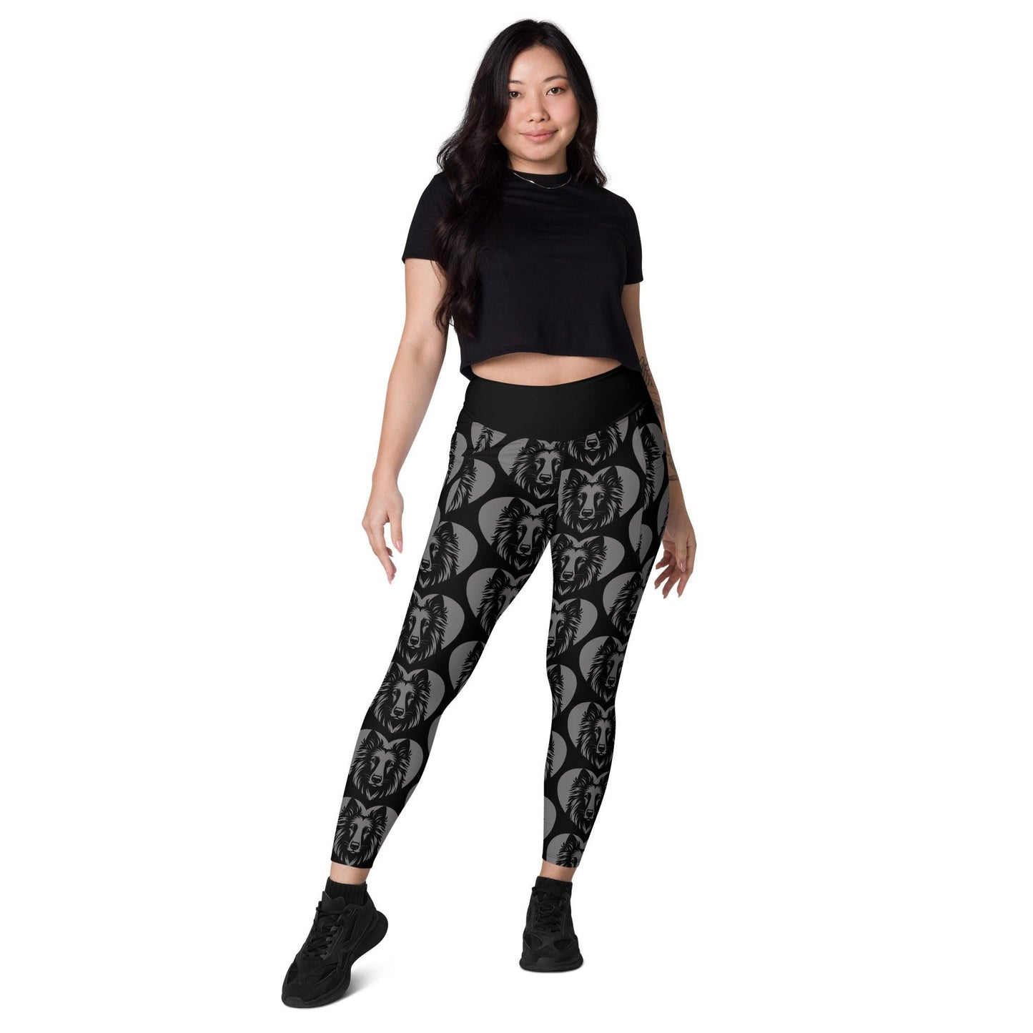 Dog breed leggings with pockets - BELGIAN TERVUREN - HERTTAHOUND - grey