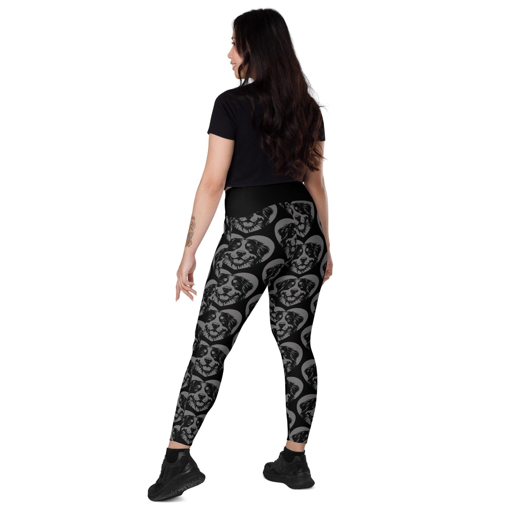 Dog breed leggings with pockets - BERNESE MOUNTAIN DOG - HERTTAHOUND - grey