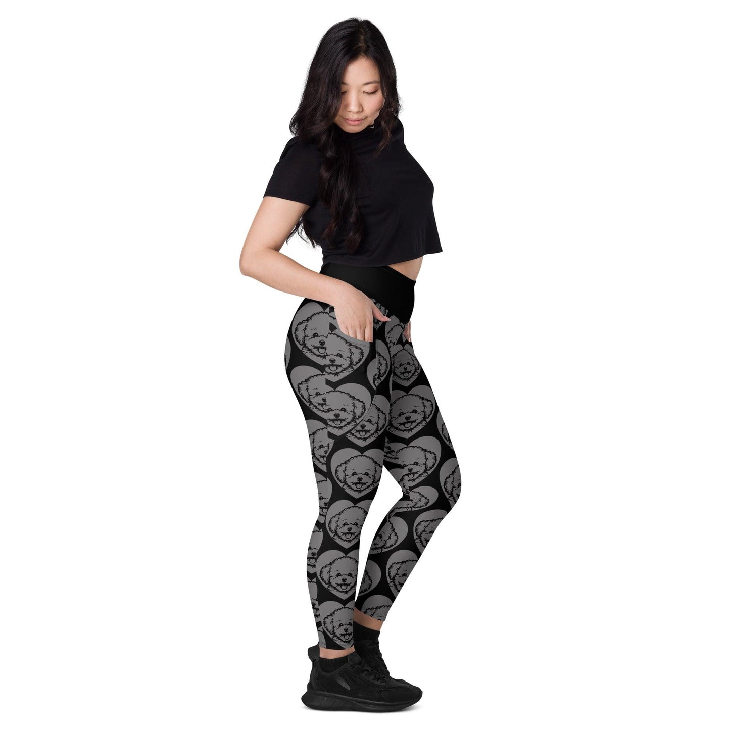 Dog breed leggings with pockets - BICHON FRISÉ - HERTTAHOUND - grey