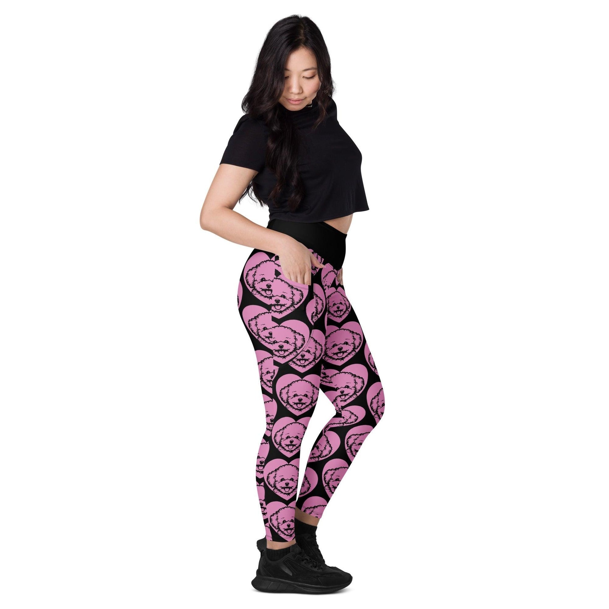 Dog breed leggings with pockets - BICHON FRISÉ - HERTTAHOUND - pink
