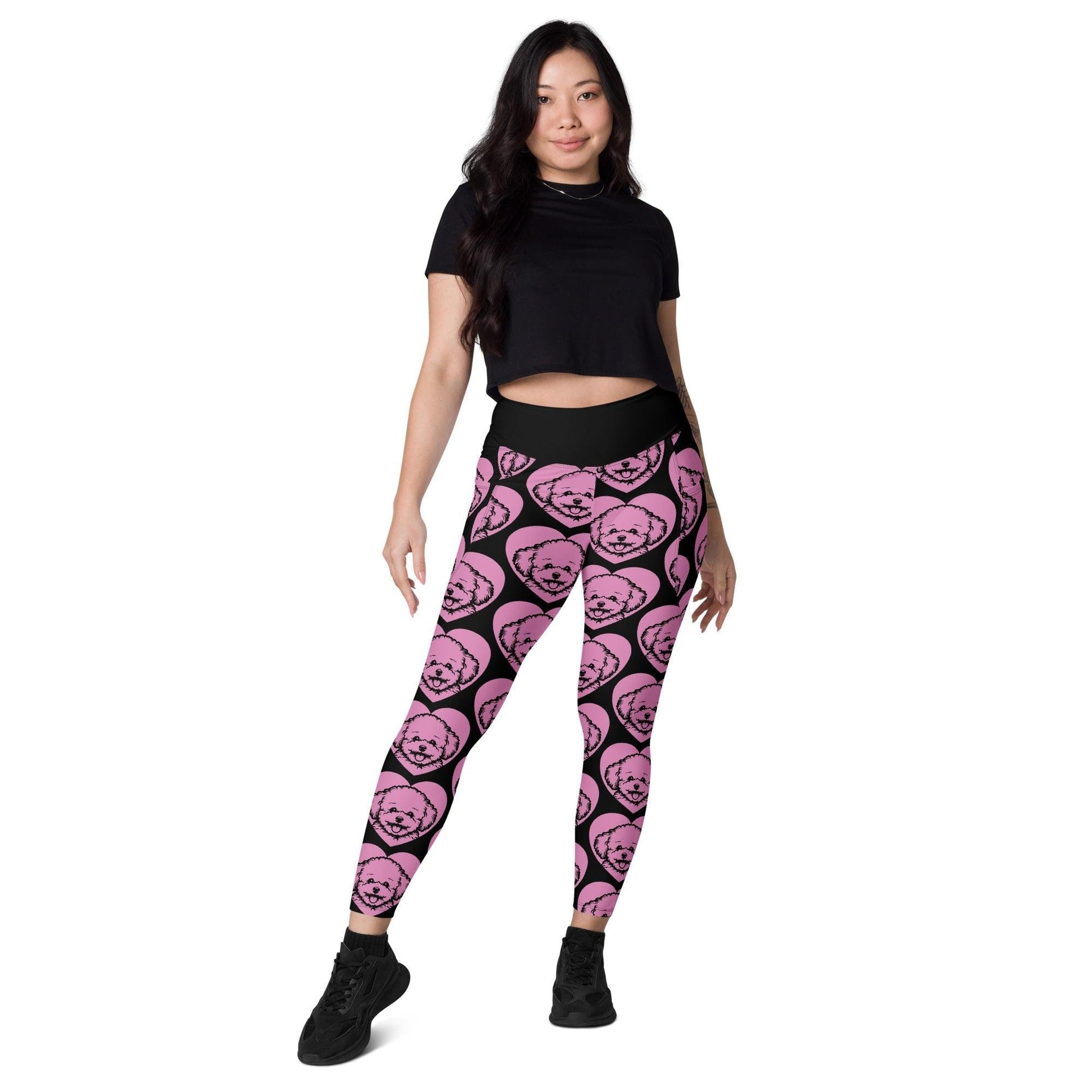Dog breed leggings with pockets - BICHON FRISÉ - HERTTAHOUND - pink