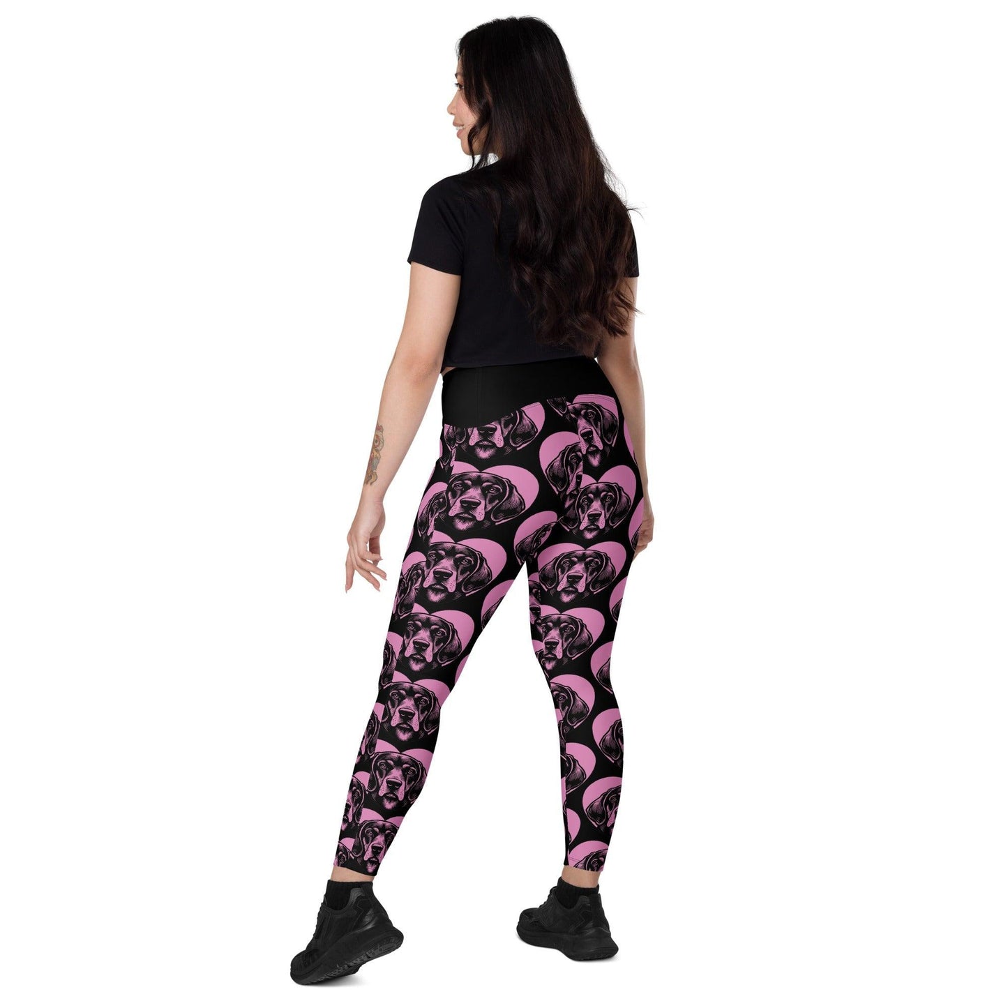 Dog breed leggings with pockets - BLUETICK COONHOUND - HERTTAHOUND - pink