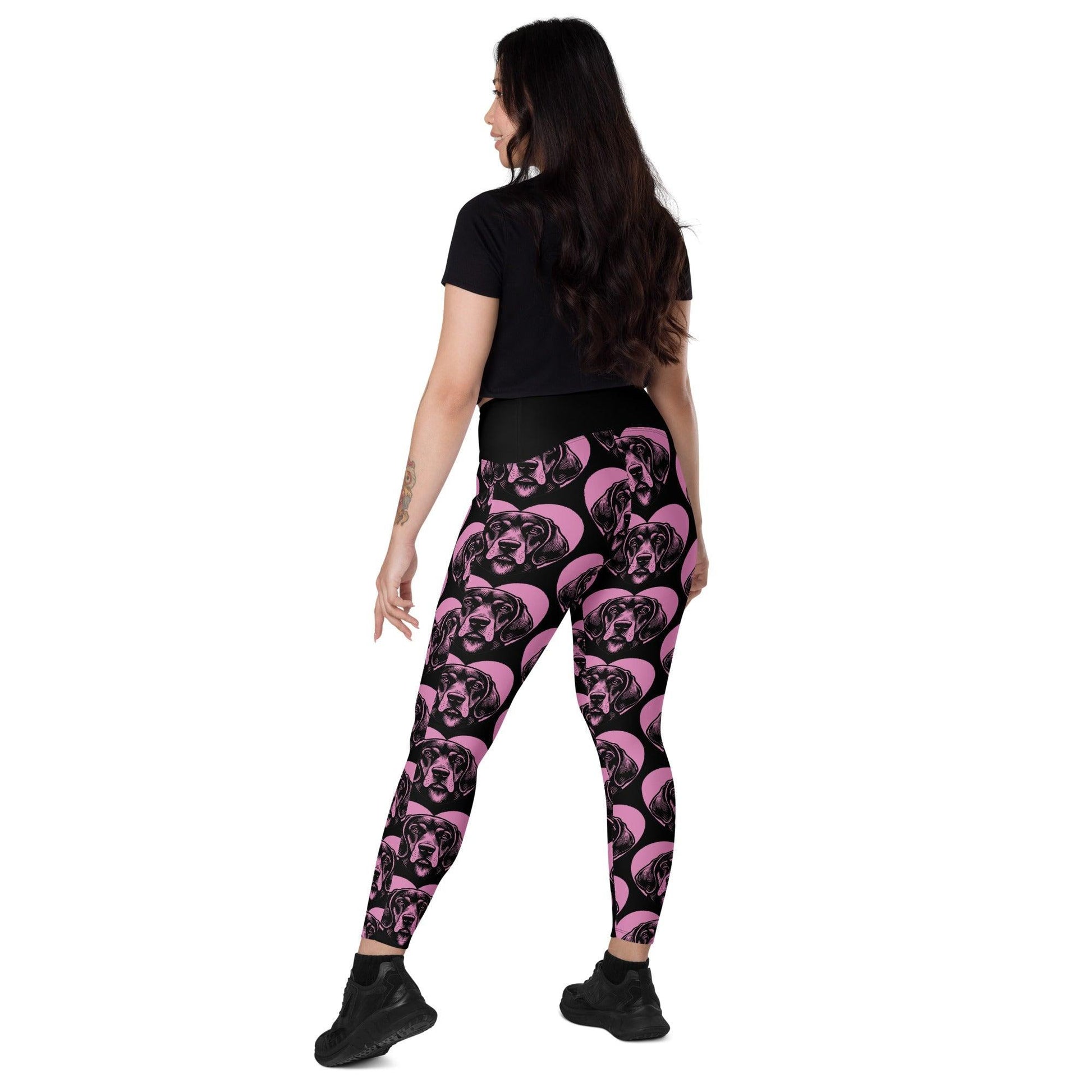 Dog breed leggings with pockets - BLUETICK COONHOUND - HERTTAHOUND - pink
