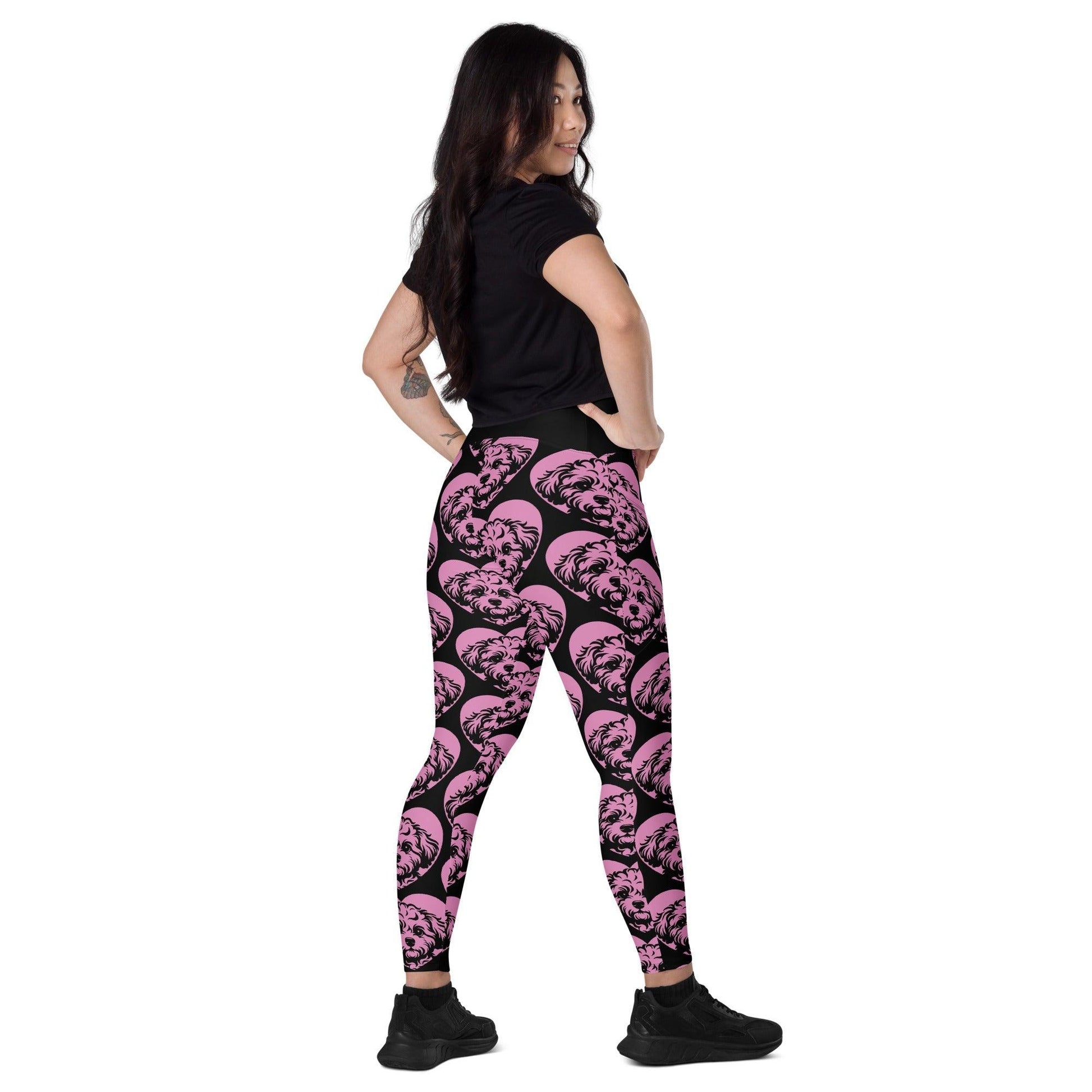 Dog breed leggings with pockets - BOLOGNESE - HERTTAHOUND - pink