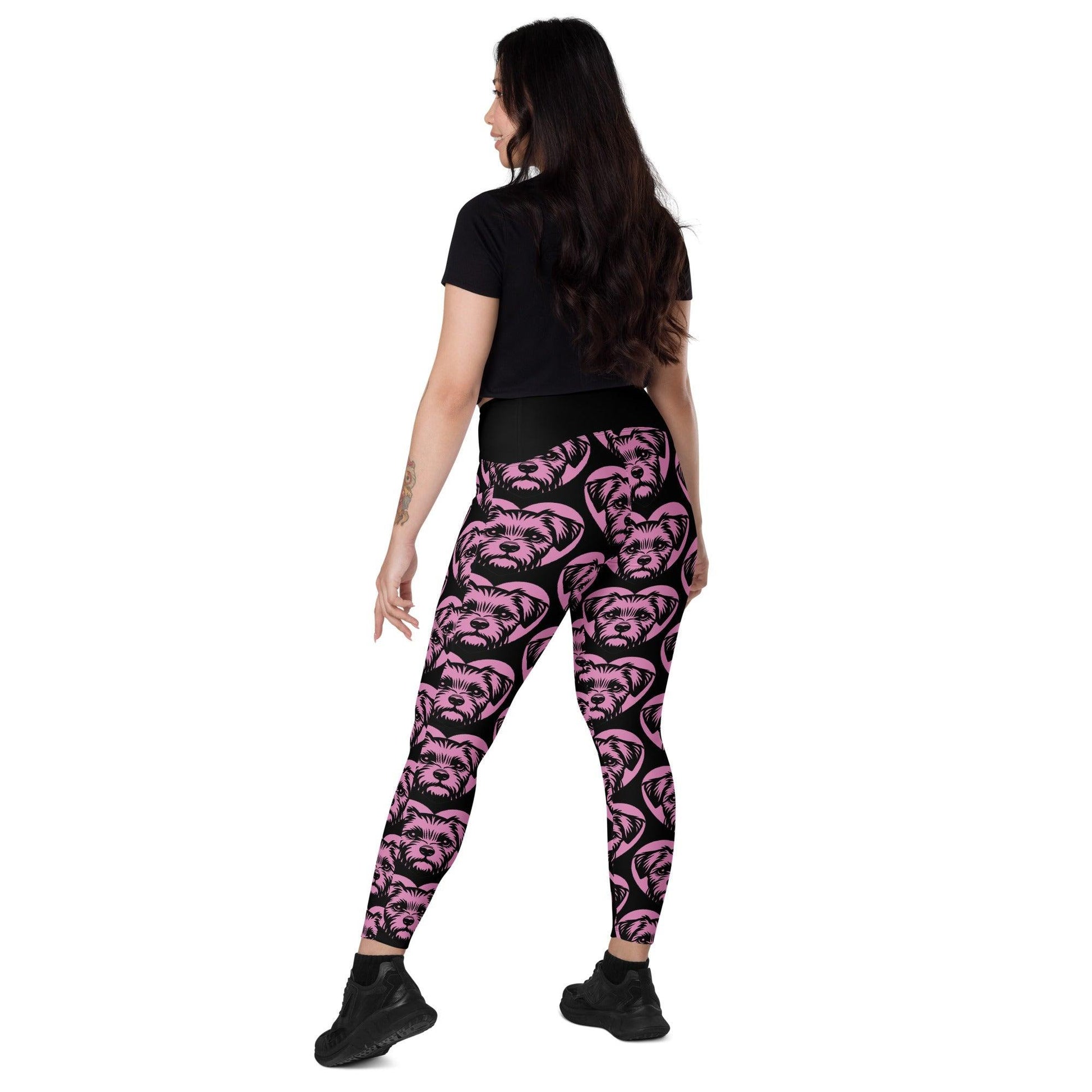 Dog breed leggings with pockets - BORDER TERRIER - HERTTAHOUND - pink