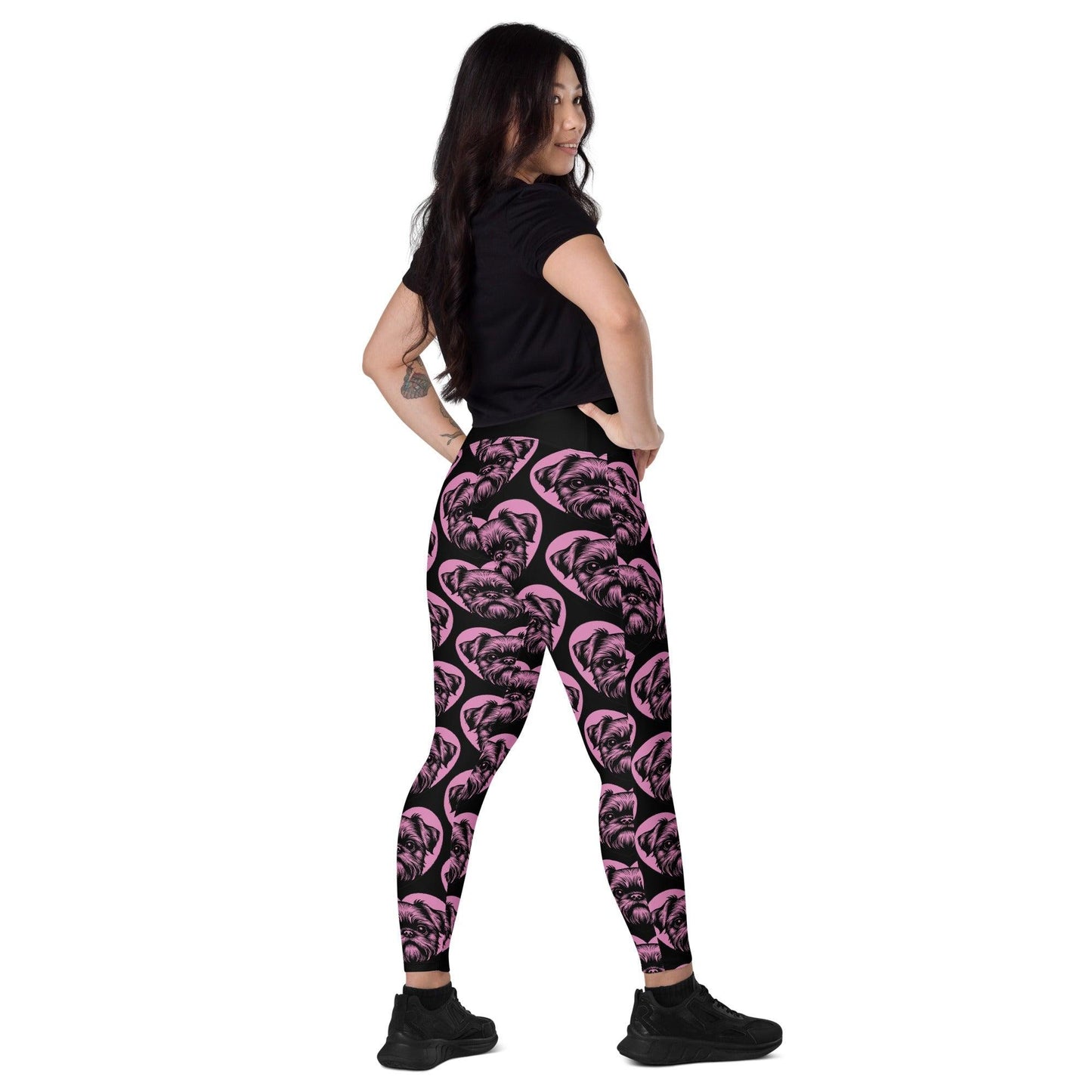 Dog breed leggings with pockets - BRUSSELS GRIFFON - HERTTAHOUND - pink