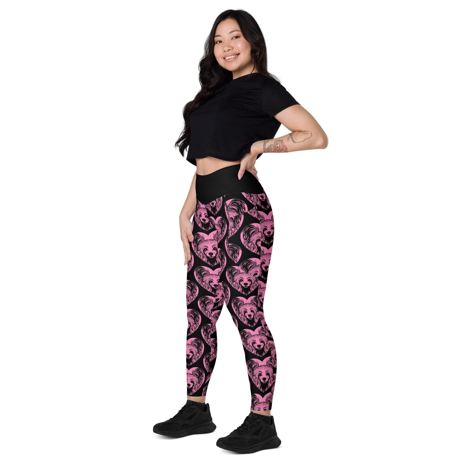 Dog breed leggings with pockets - CHINESE CRESTED DOG 2 - HERTTAHOUND - pink
