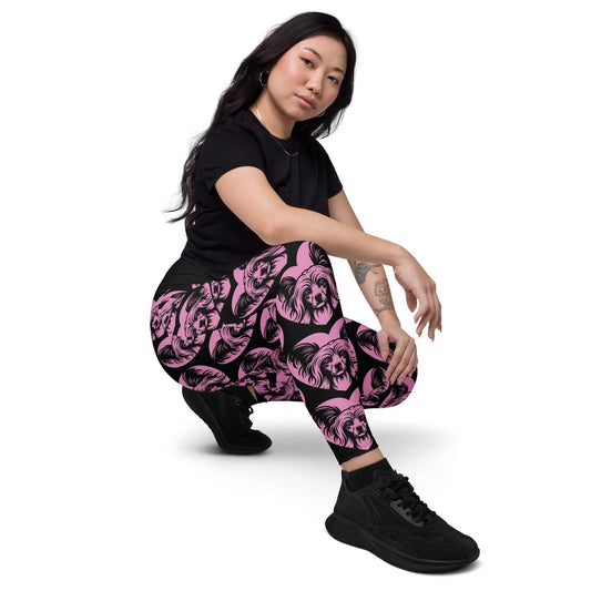 Dog breed leggings with pockets - CHINESE CRESTED DOG - HERTTAHOUND - pink 6XL