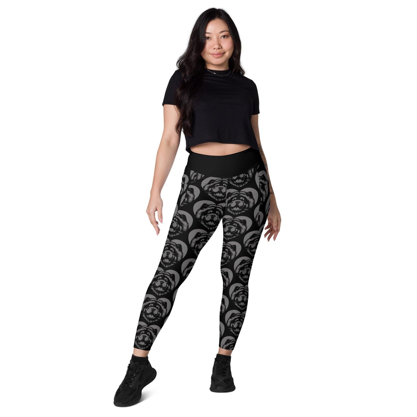Dog breed leggings with pockets - CHOW CHOW - HERTTAHOUND - grey