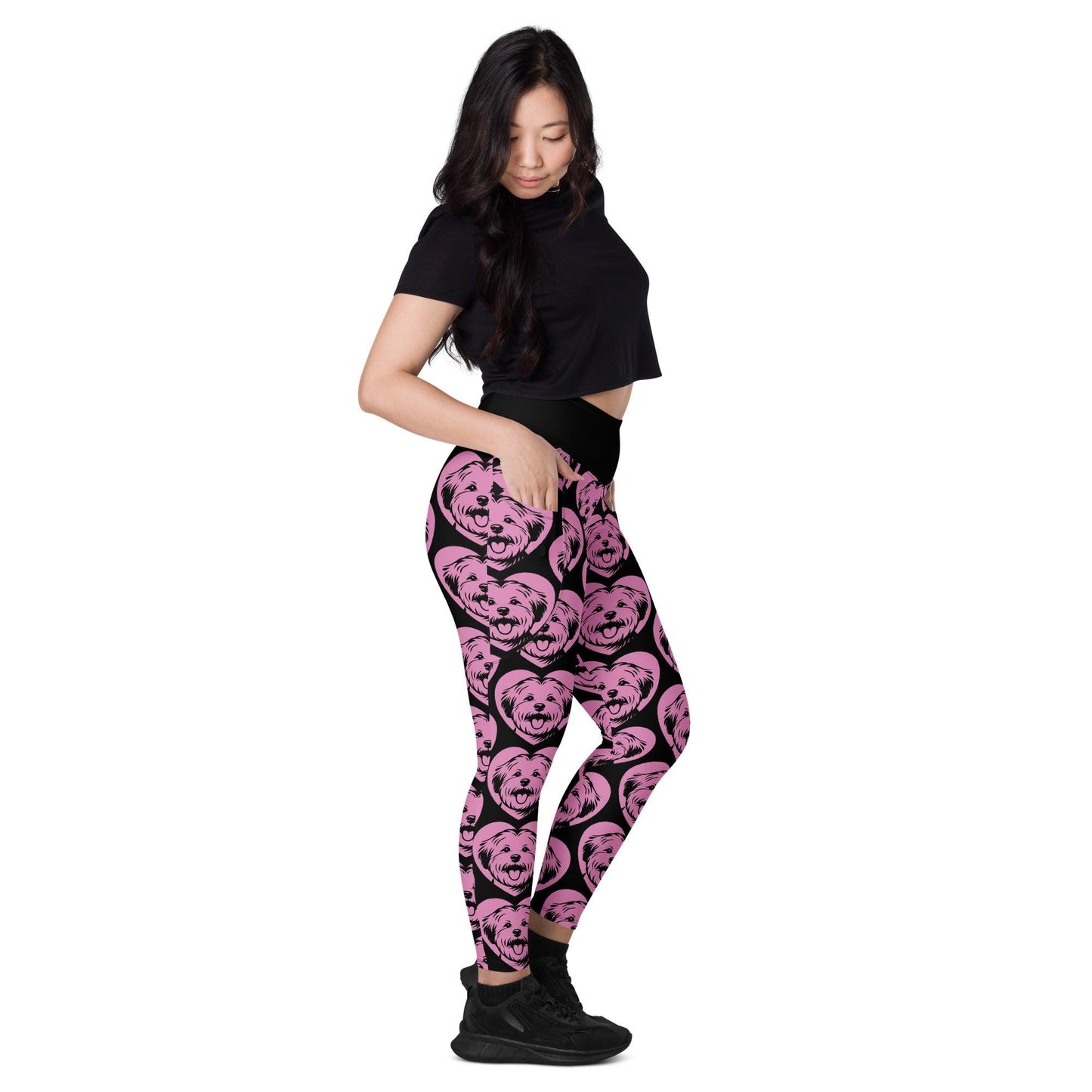 Dog breed leggings with pockets - COTON DE TULÉAR - HERTTAHOUND - pink