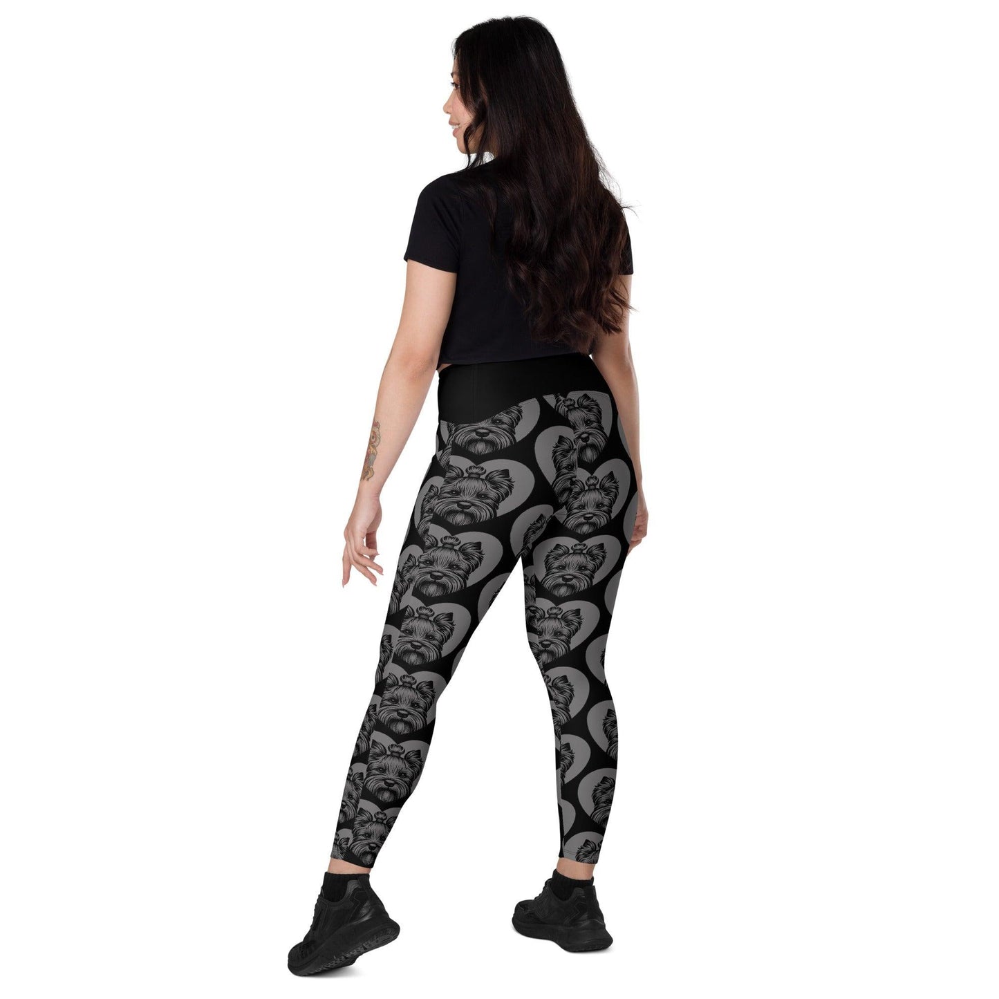 Dog breed leggings with pockets - DANDIE DINMONT TERRIER - HERTTAHOUND - grey